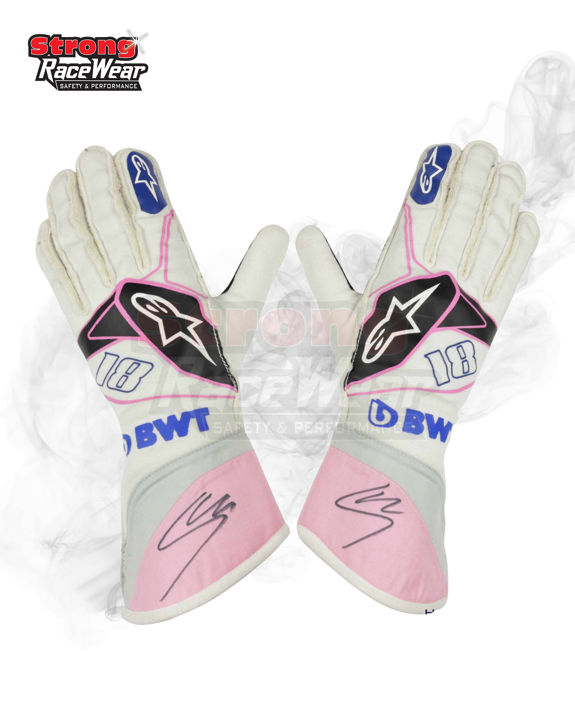 2019 Lance Stroll BWT Race Spec Racing Point F1 Gloves Strong Racewear