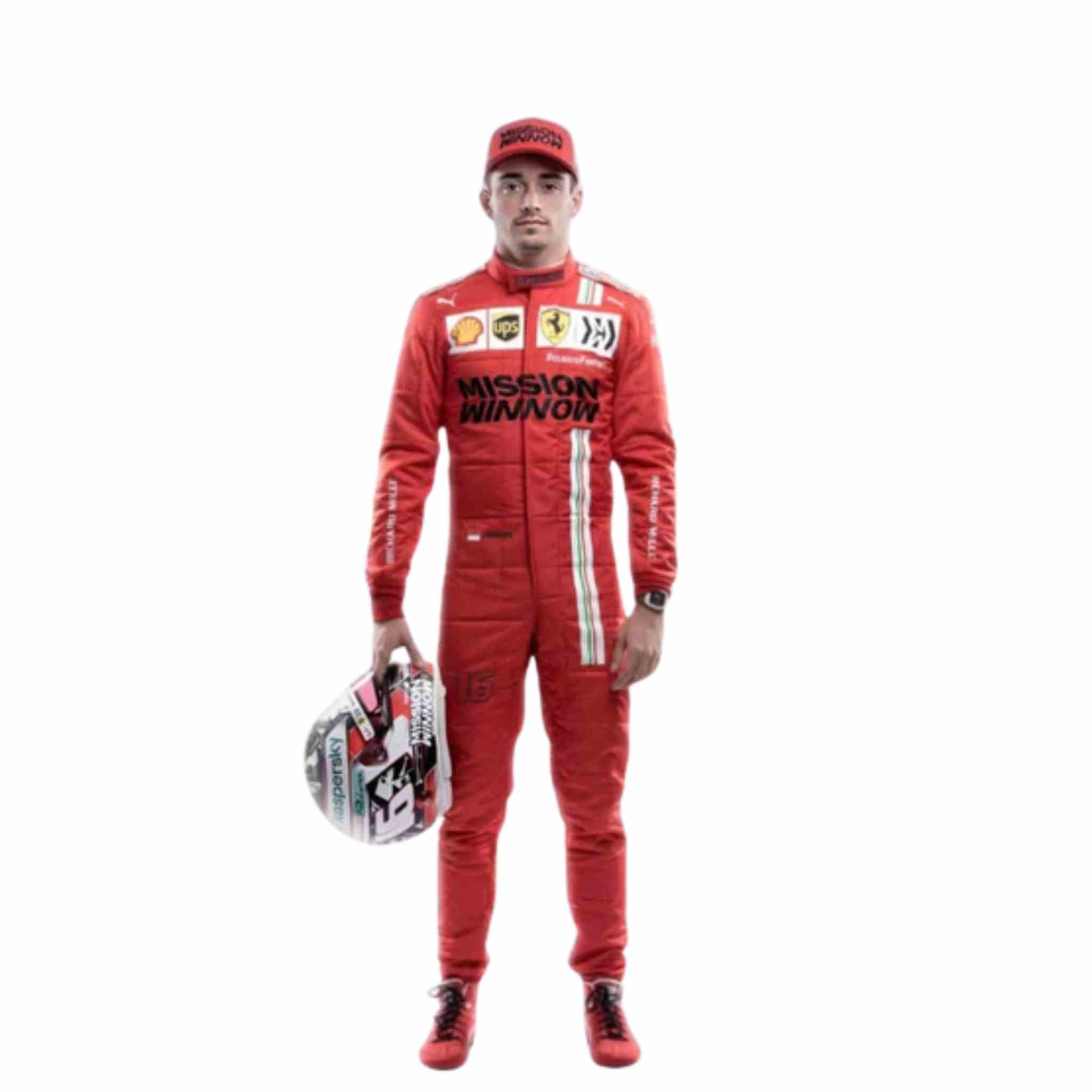 2021 Charles Leclerc Ferrari Racing Suit Formula 1 Team Mission Winnow