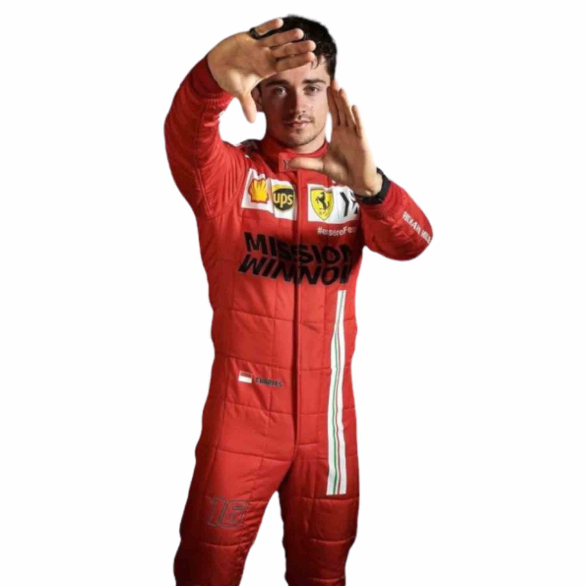 2021 Charles Leclerc Ferrari Racing Suit Formula 1 Team Mission Winnow