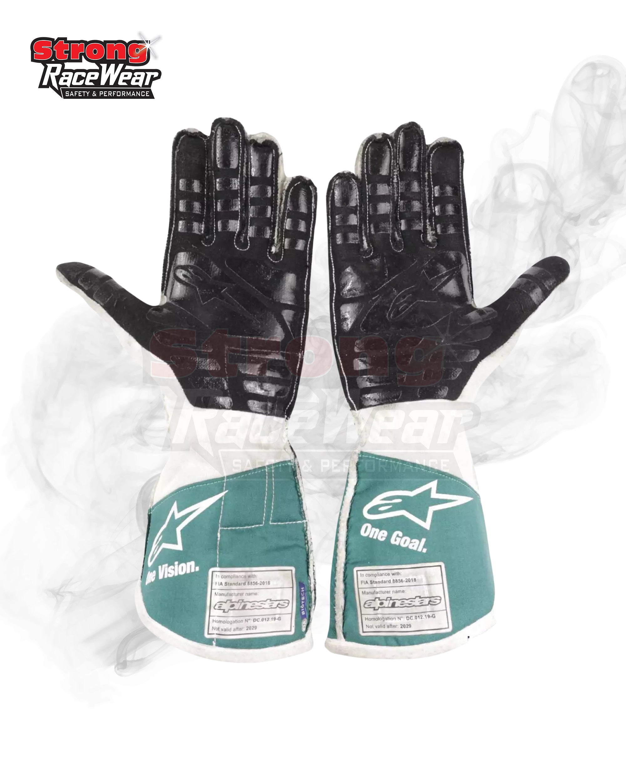 2021 Lance Stroll Race Worn Aston Martin F1 Gloves Strong Racewear