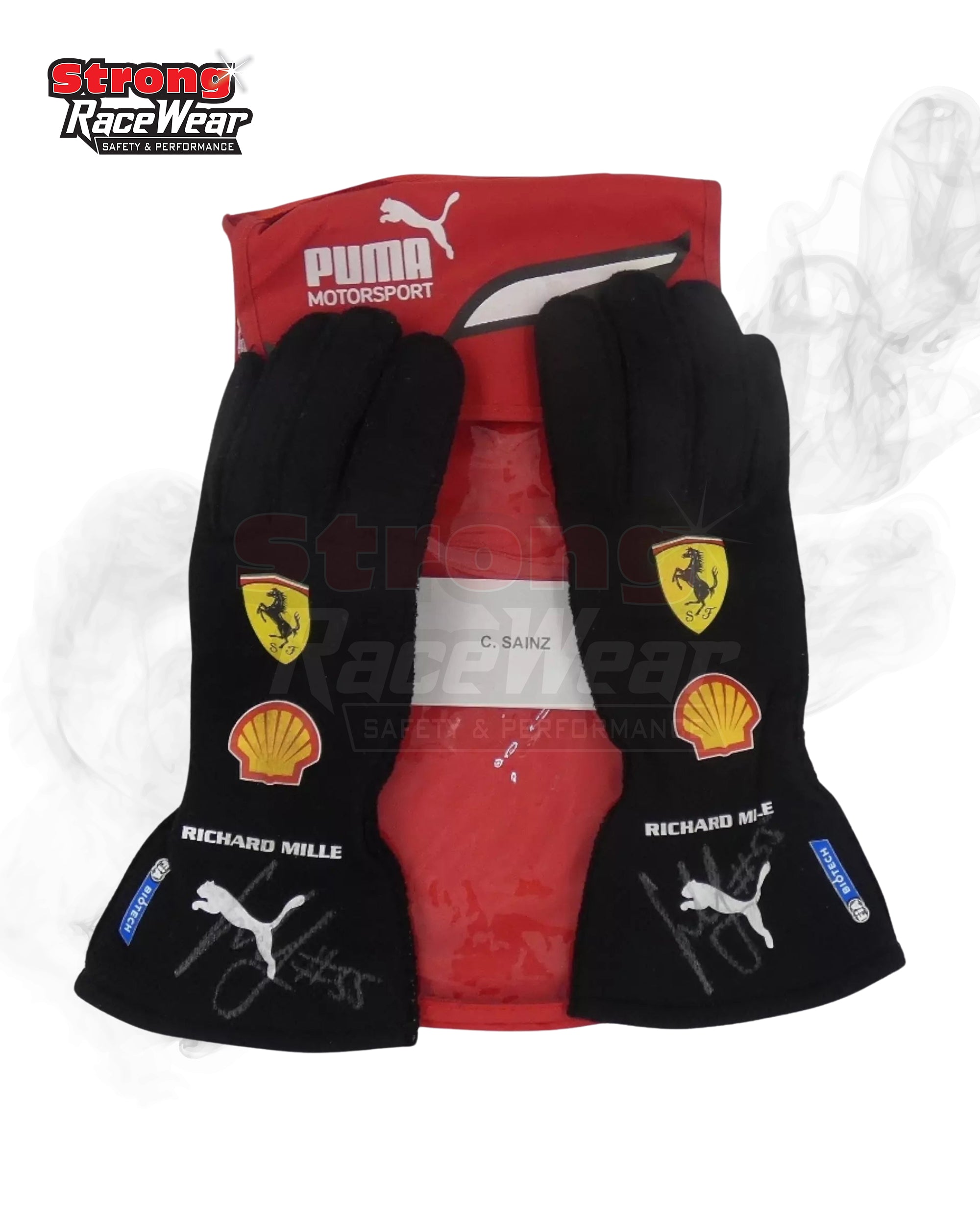 2022 Carlos Sainz Ferrari Race Gloves Strong Racewear