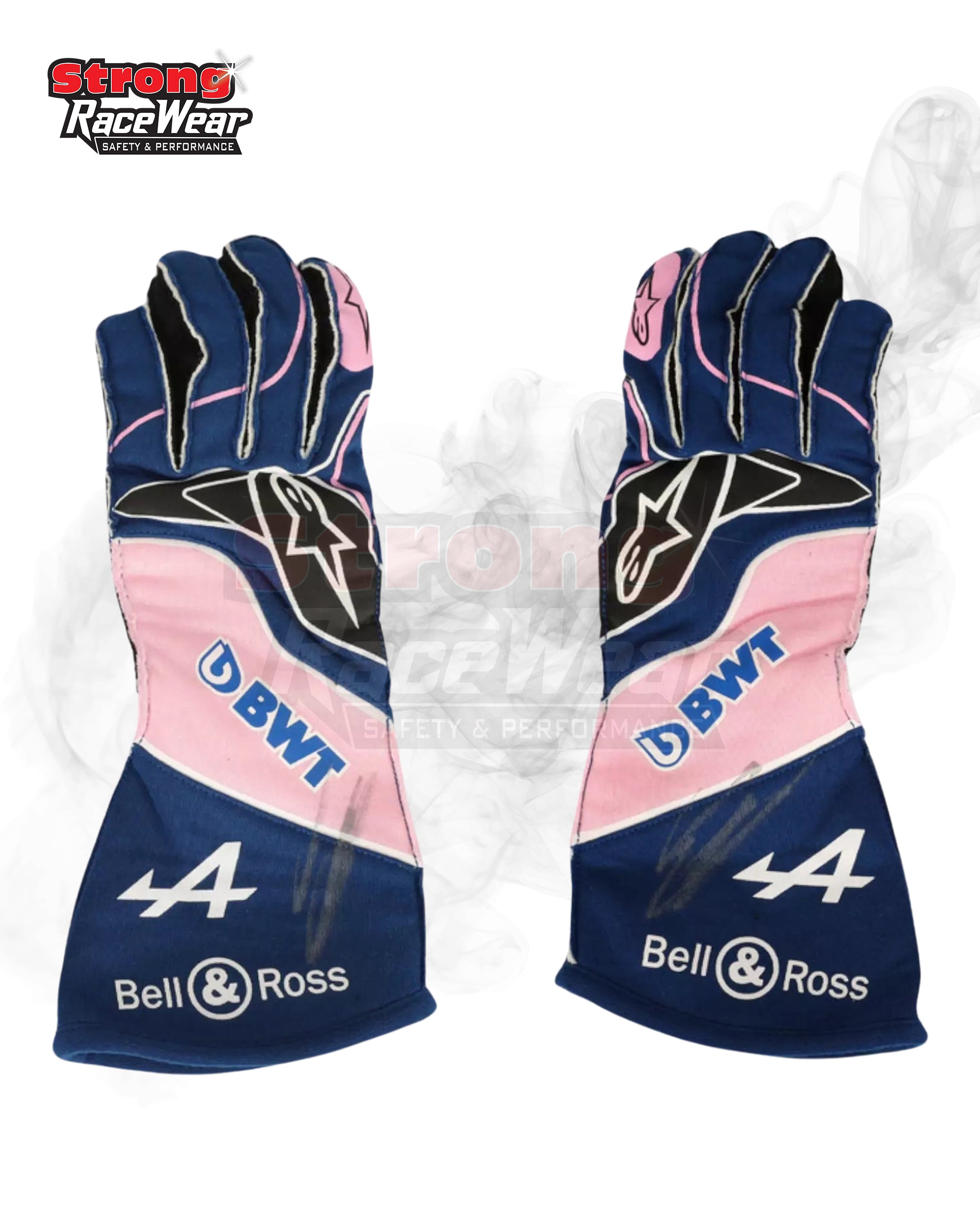 2022 Esteban Ocon Blue Race Gloves Strong Racewear