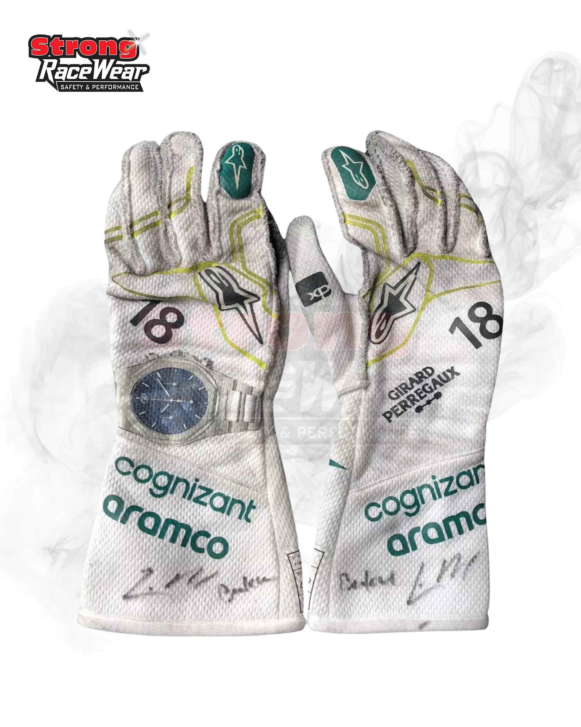 2023 Lance Stroll Baku Worn Gloves Strong Racewear