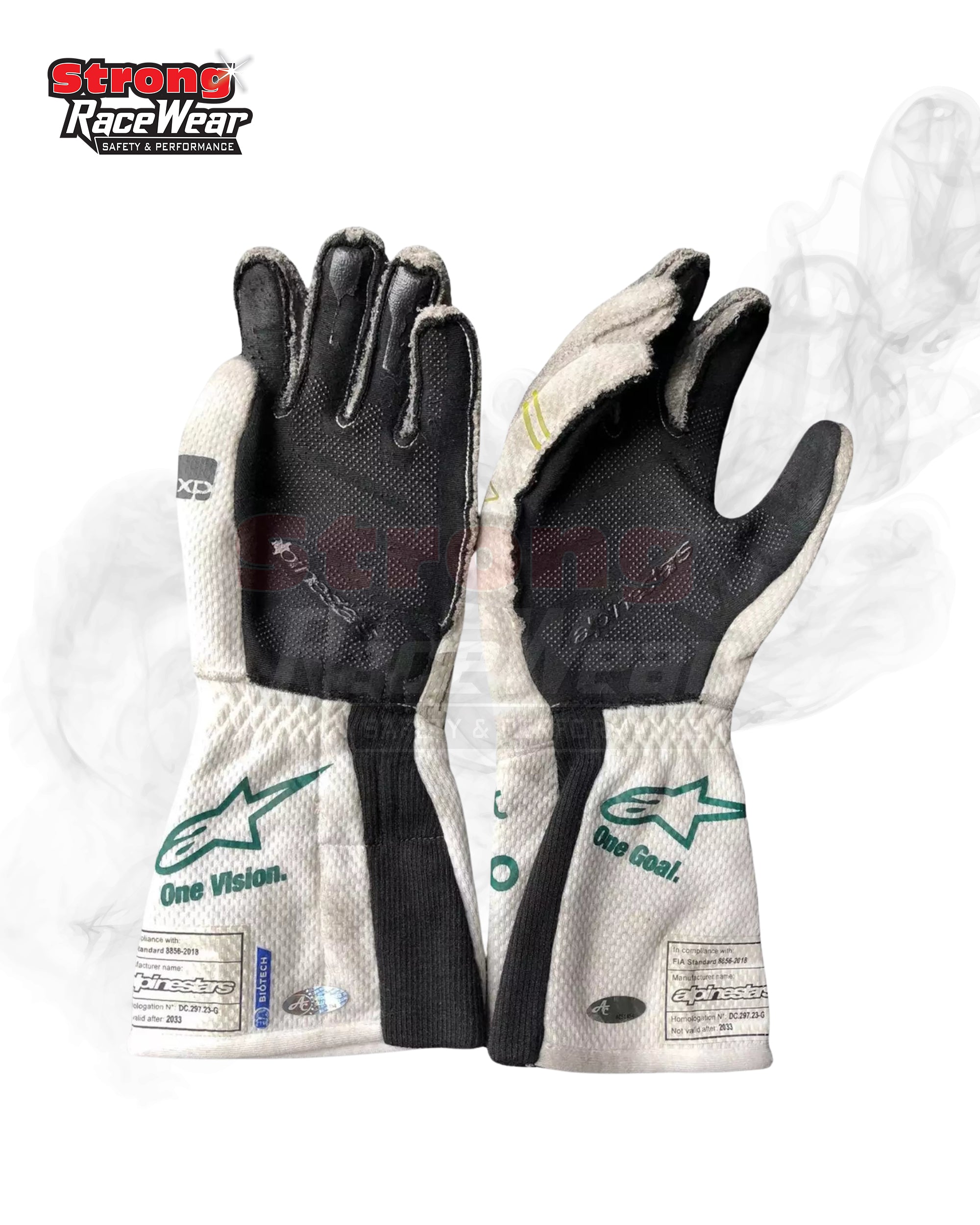 2023 Lance Stroll Baku Worn Gloves Strong Racewear