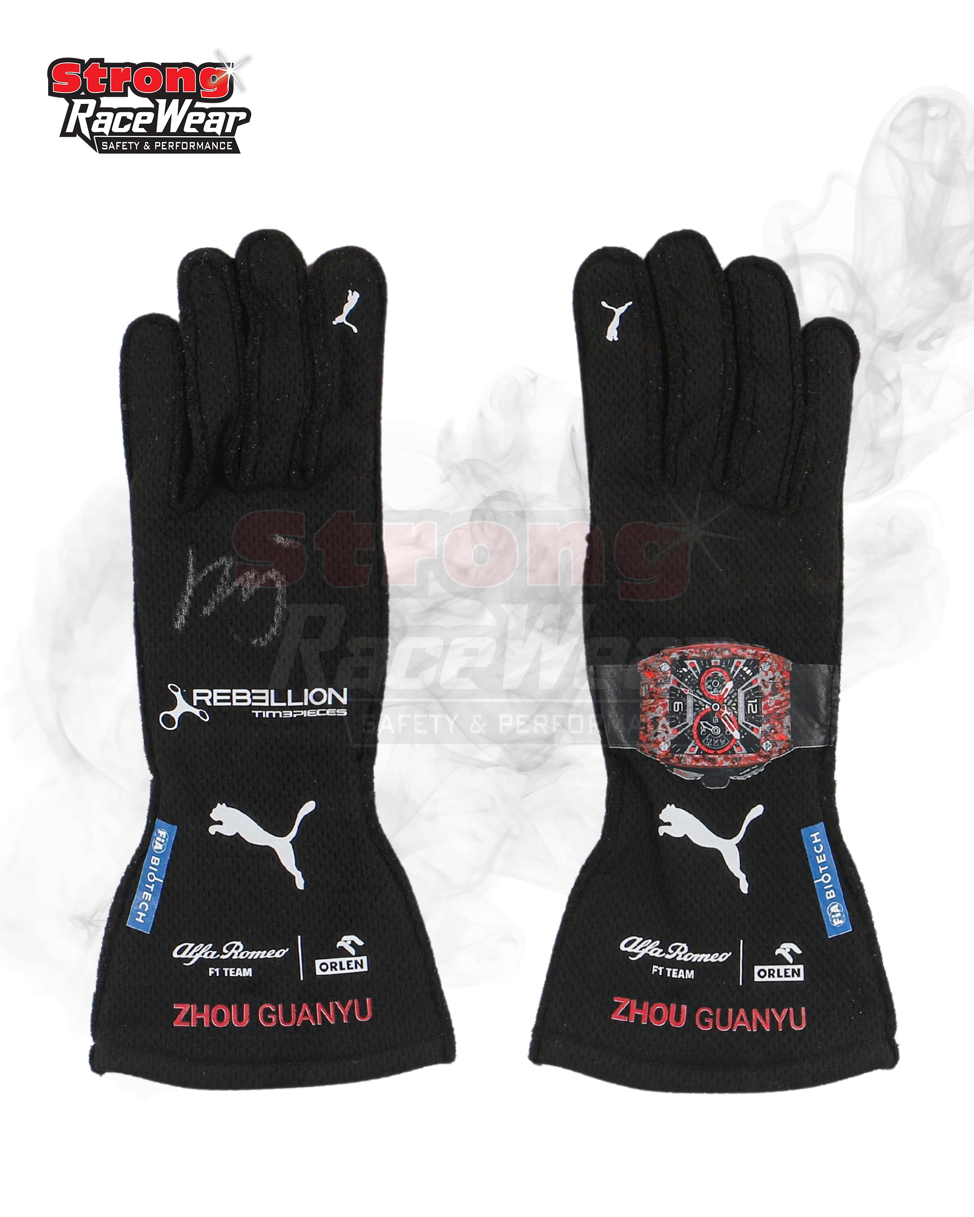 2023 Zhou Guanyu Alfa Romeo F1 Race Gloves Strong Racewear