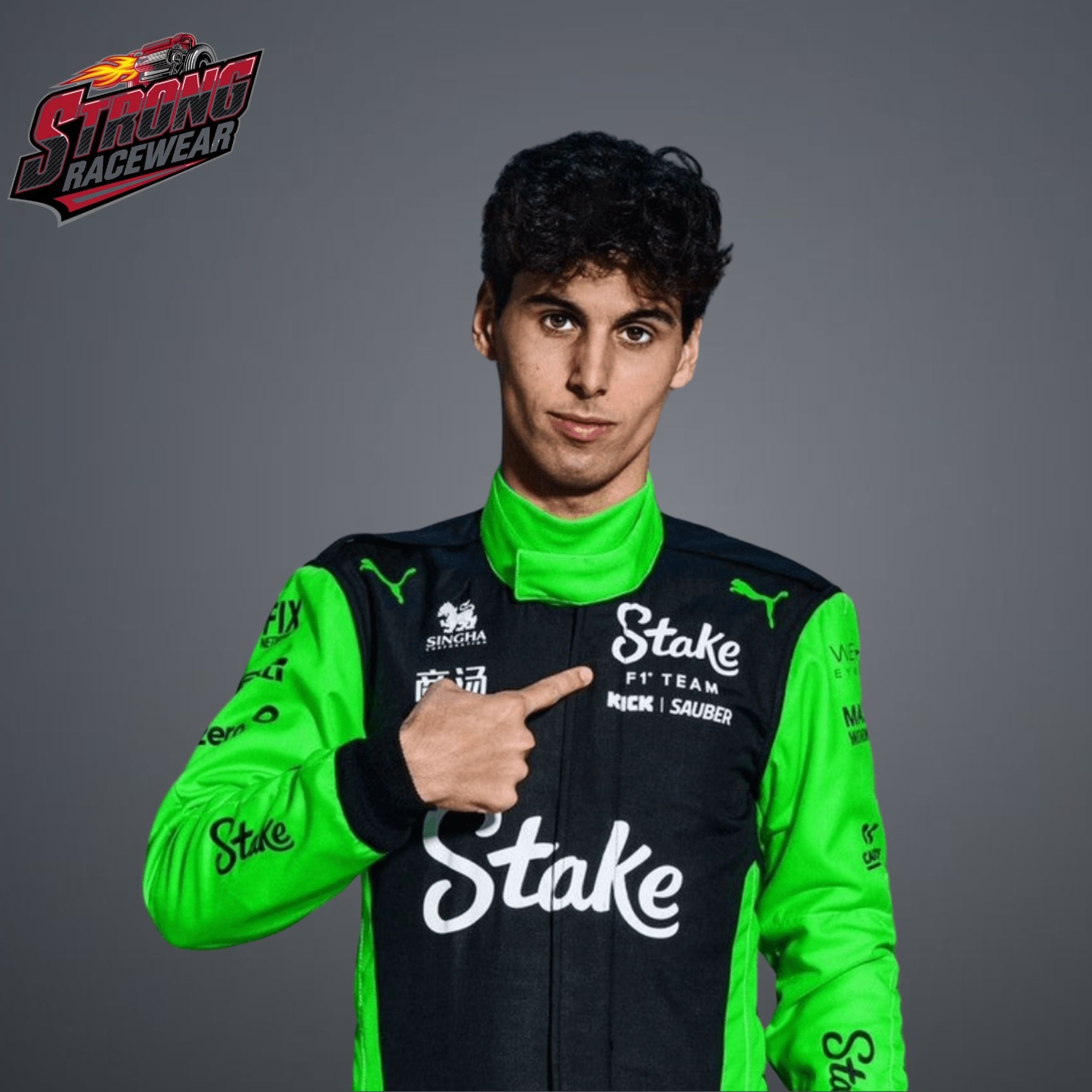 2025 Gabriel Bortoleto Kick Sauber Stake F1 Team Racing Suit Replica