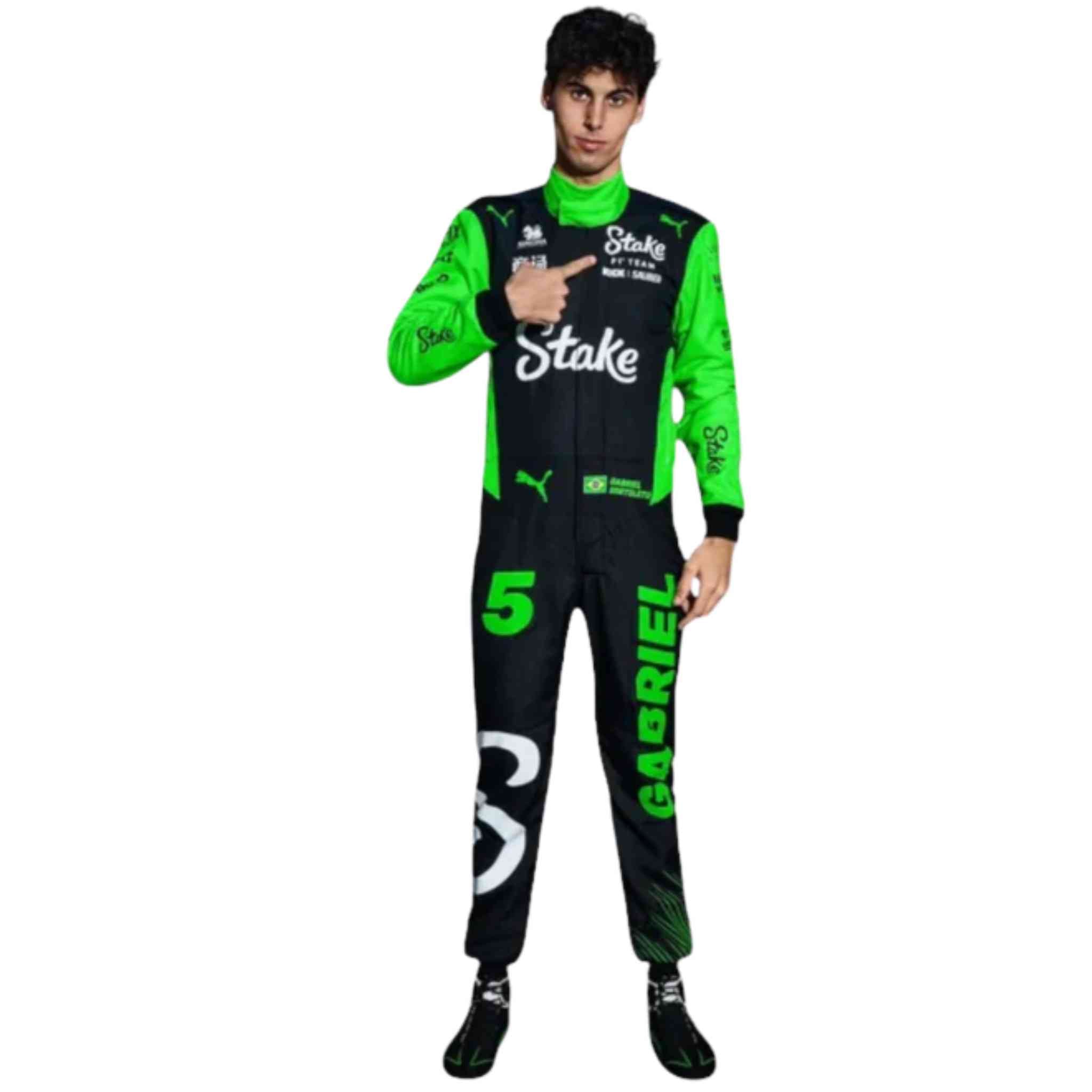 2025 Gabriel Bortoleto Kick Sauber Stake F1 Team Racing Suit Replica