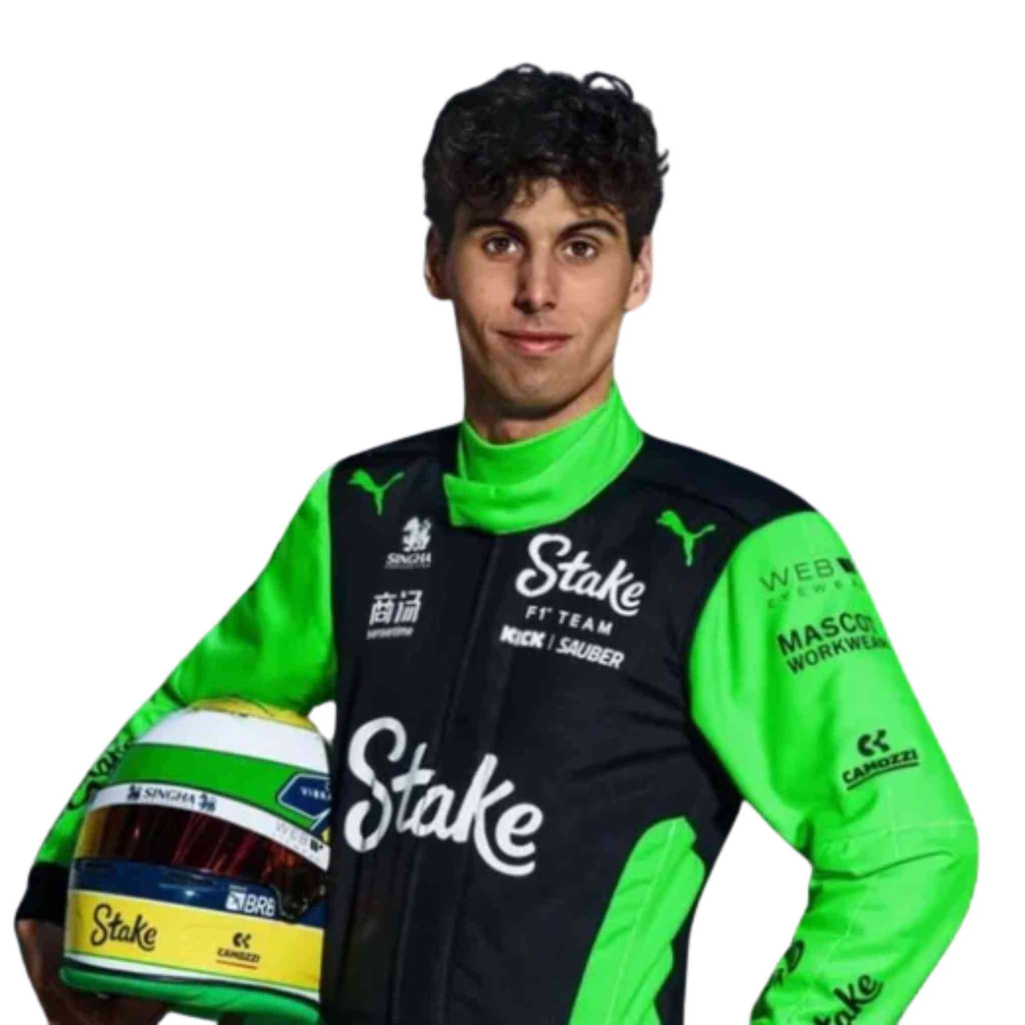 2025 Gabriel Bortoleto Kick Sauber Stake F1 Team Racing Suit Replica