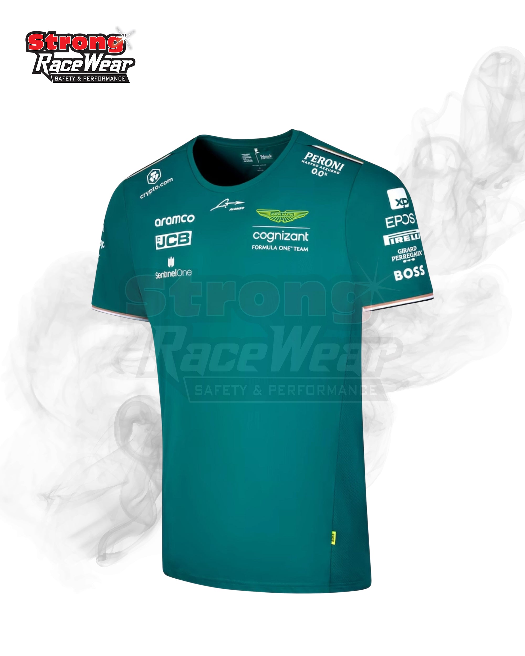Aston Martin Aramco Cognizant F1 2023 Fernando Alonso Team Driver T-Shirt Strong Racewear