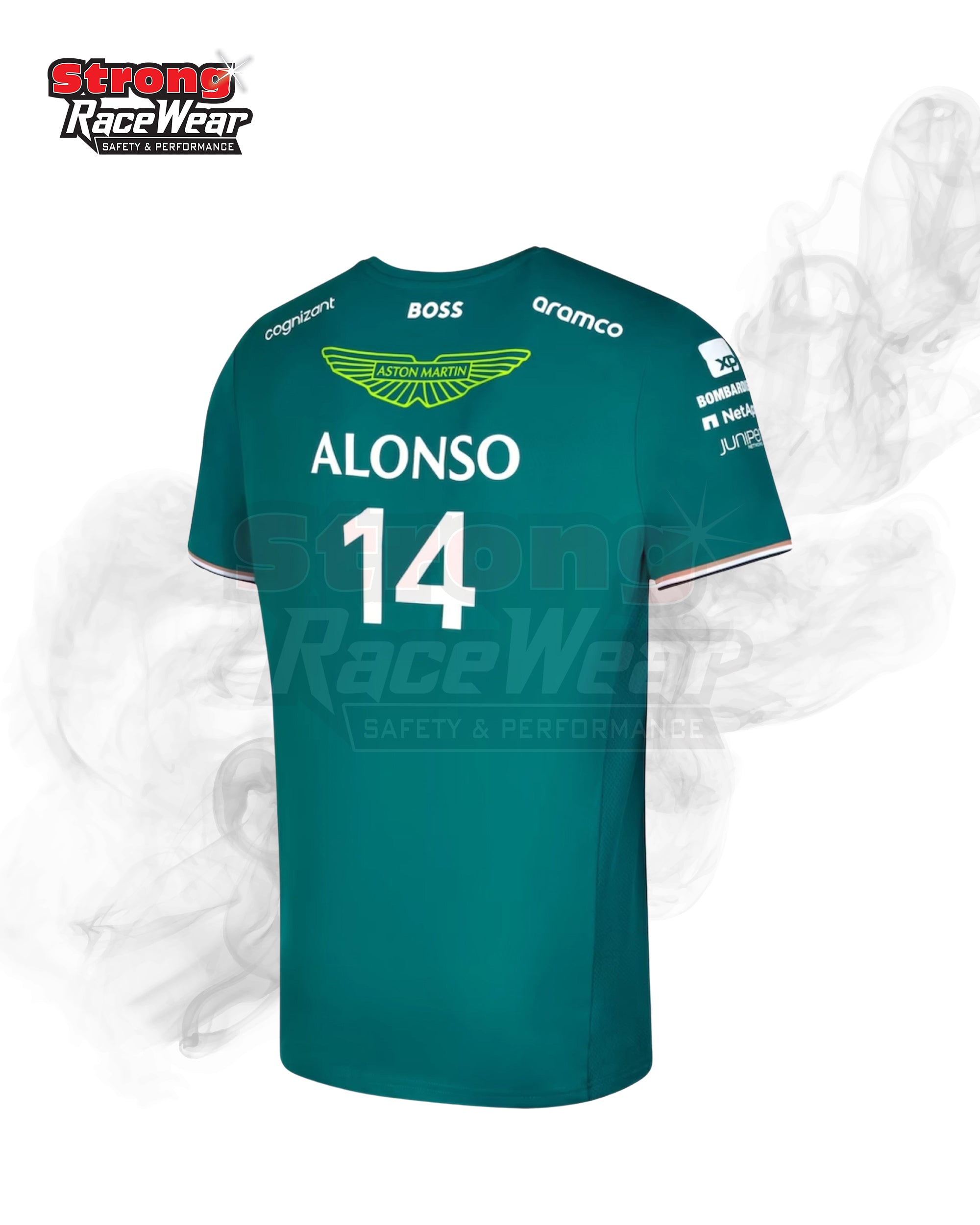 Aston Martin Aramco Cognizant F1 2023 Fernando Alonso Team Driver T-Shirt Strong Racewear