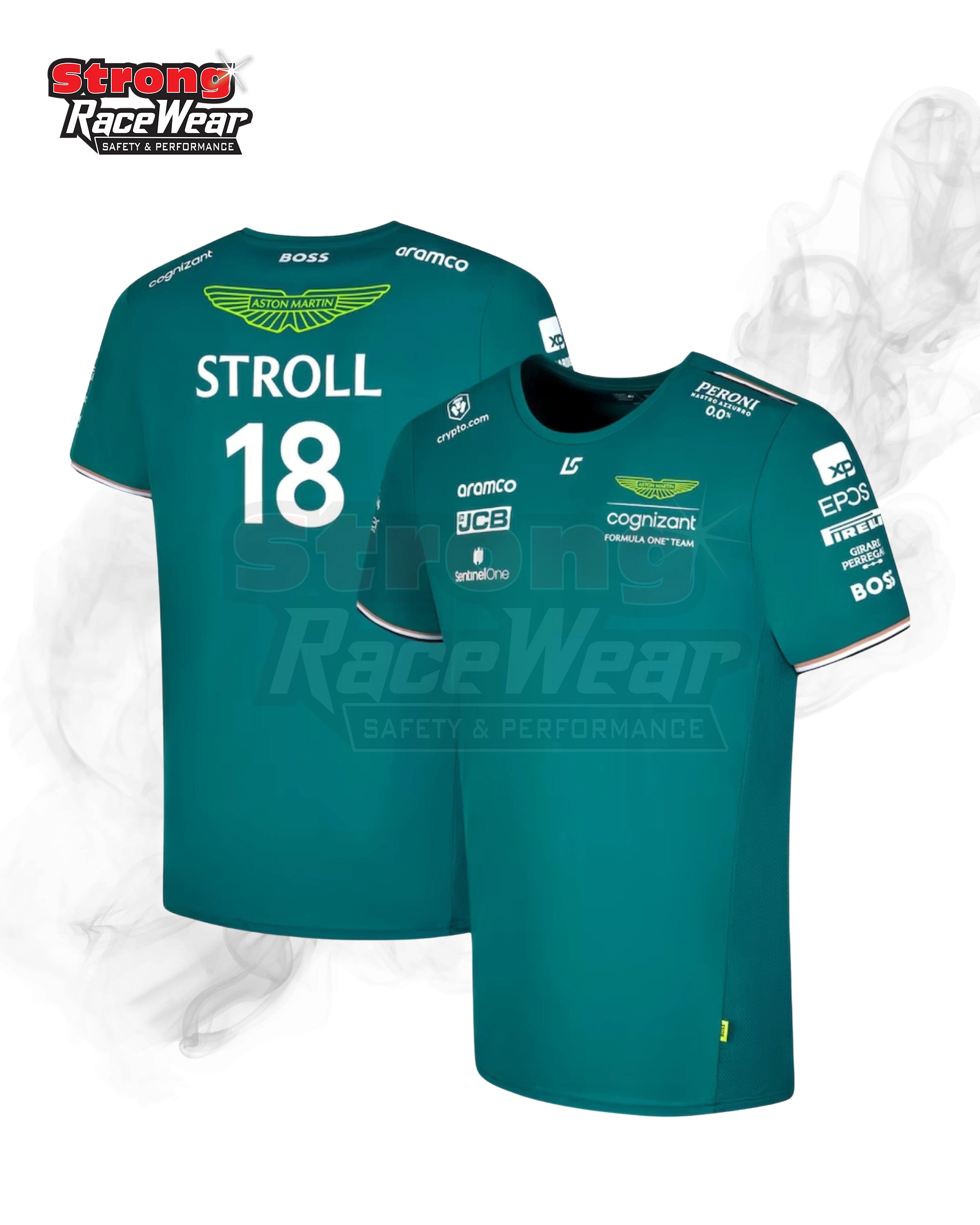 Aston Martin Aramco Cognizant F1 2023 Lance Stroll Team Driver T-Shirt Strong Racewear
