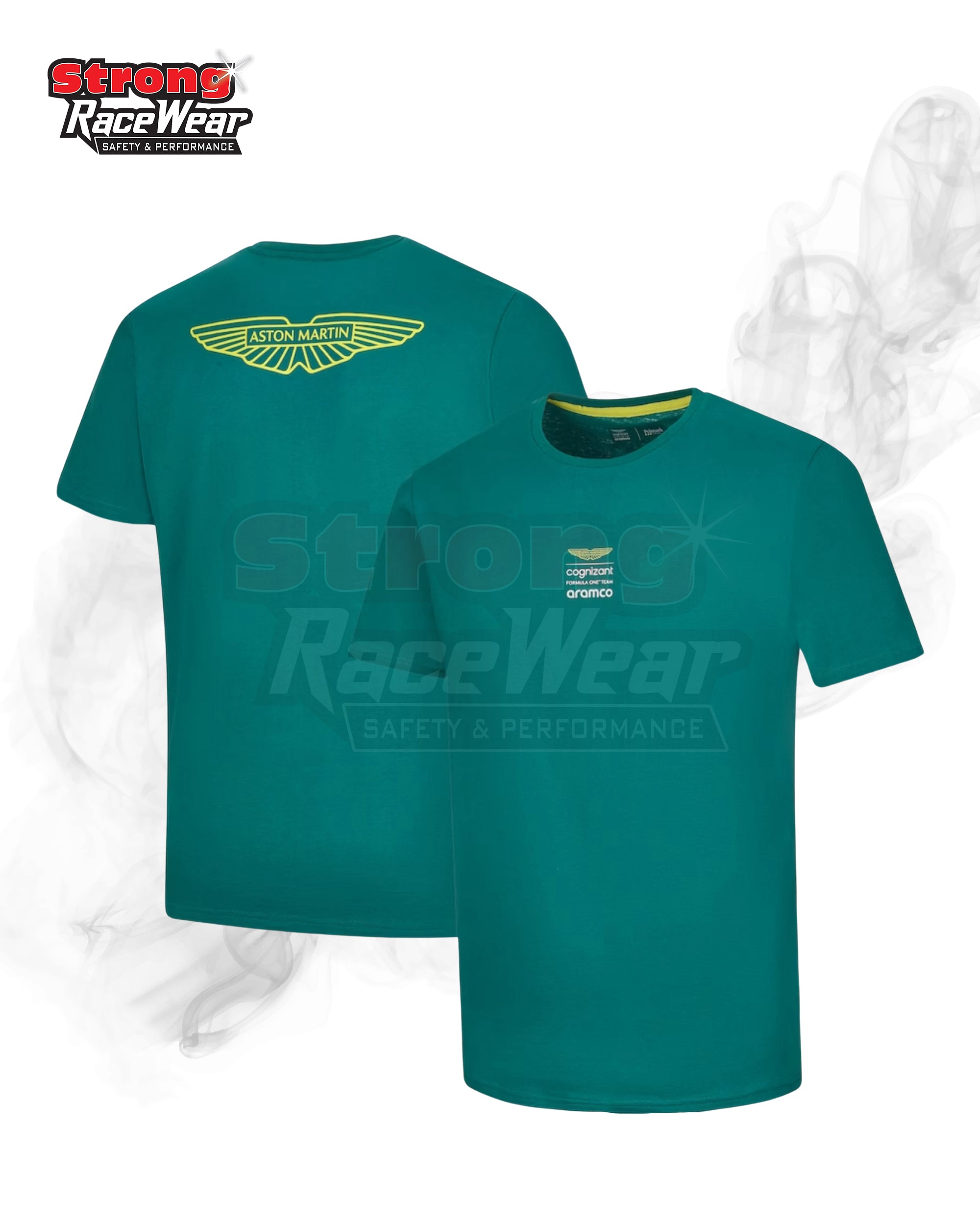Aston Martin Aramco Cognizant F1 Life Style Logo Team Driver T-Shirt Green Strong Racewear