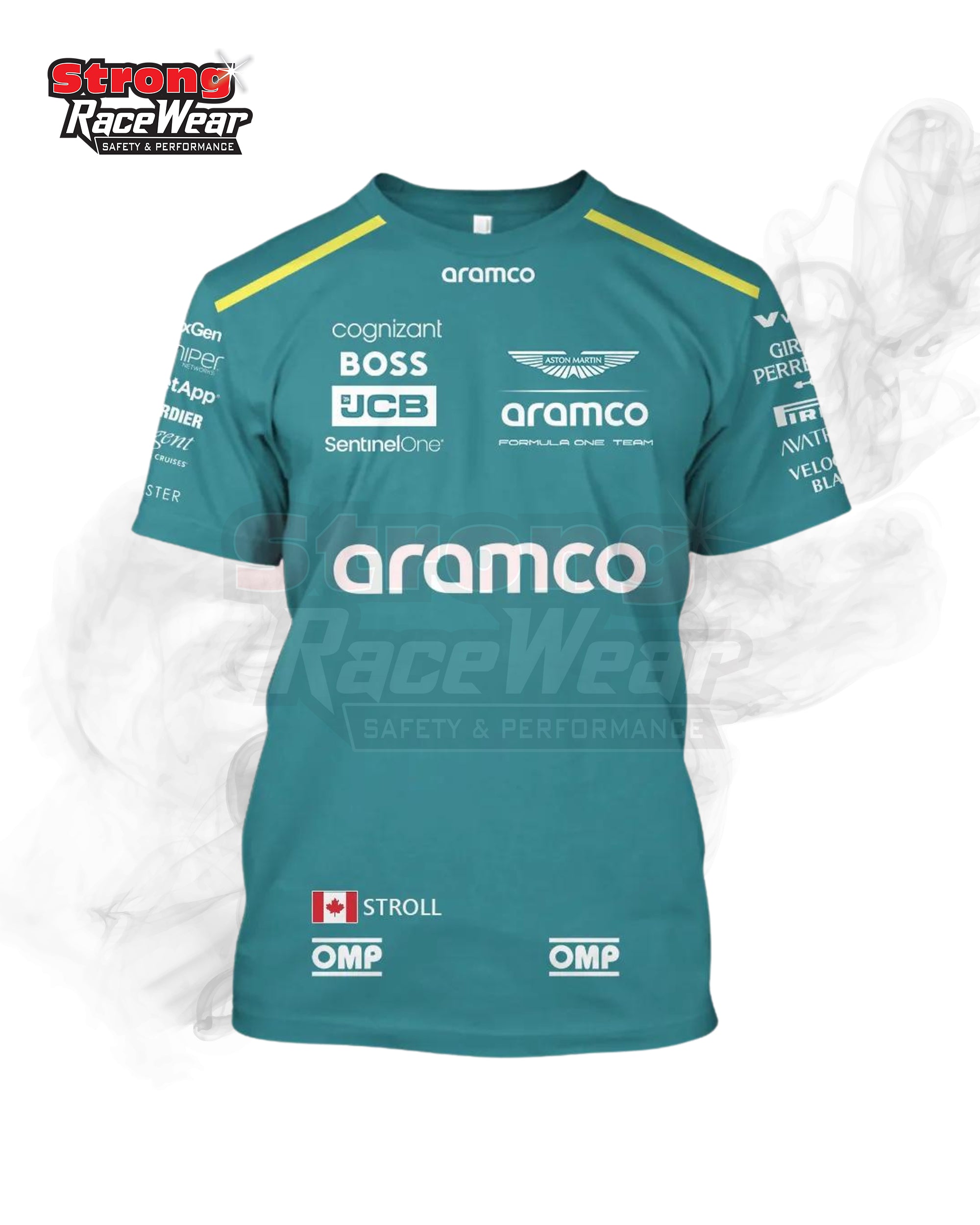 Lance Stroll Aston Martin Aramco Formula One Team Race T-Shirt 2024 Strong Racewear