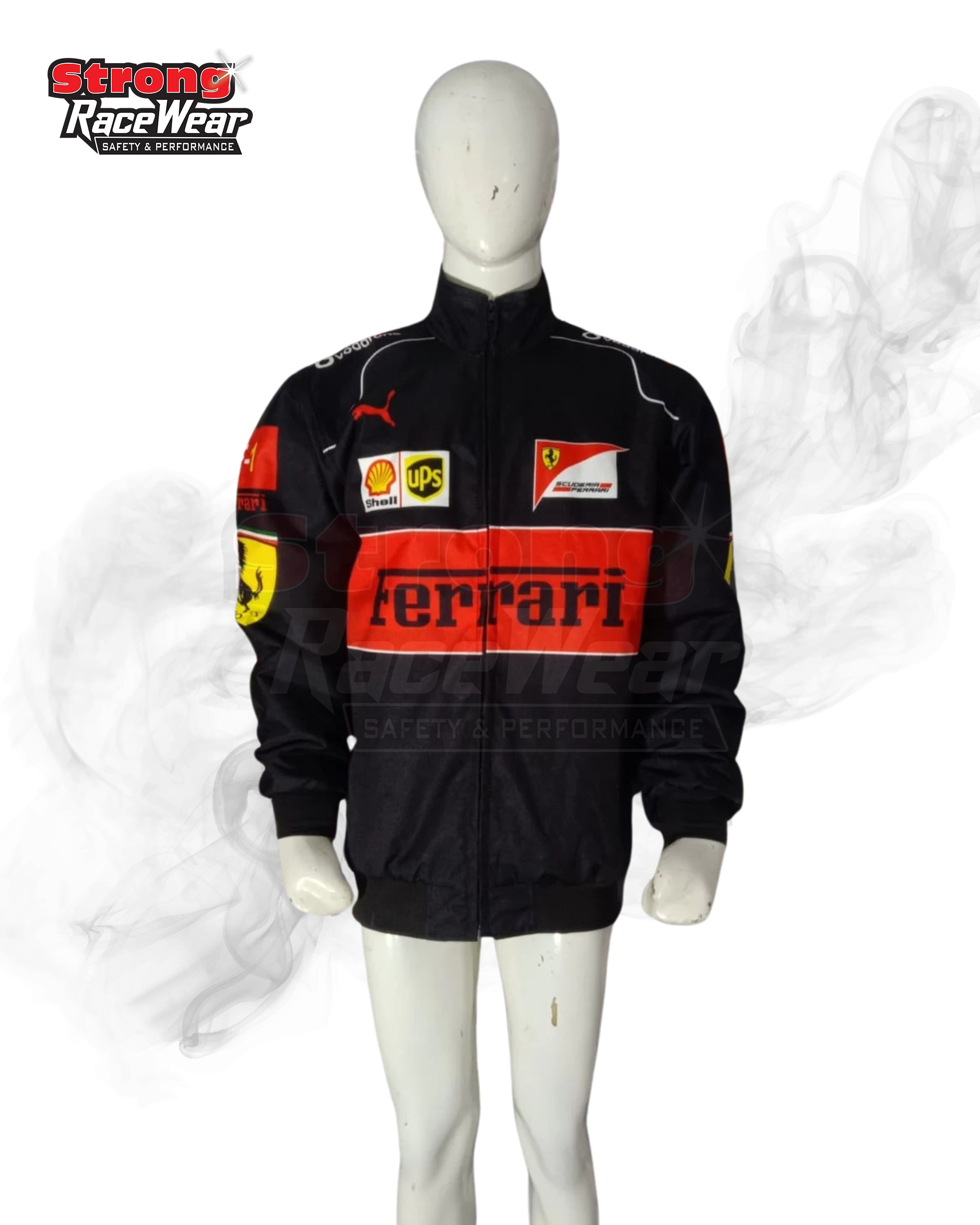 Black Ferrari Vantage Jacket Sublimation Printed Strong Racewear