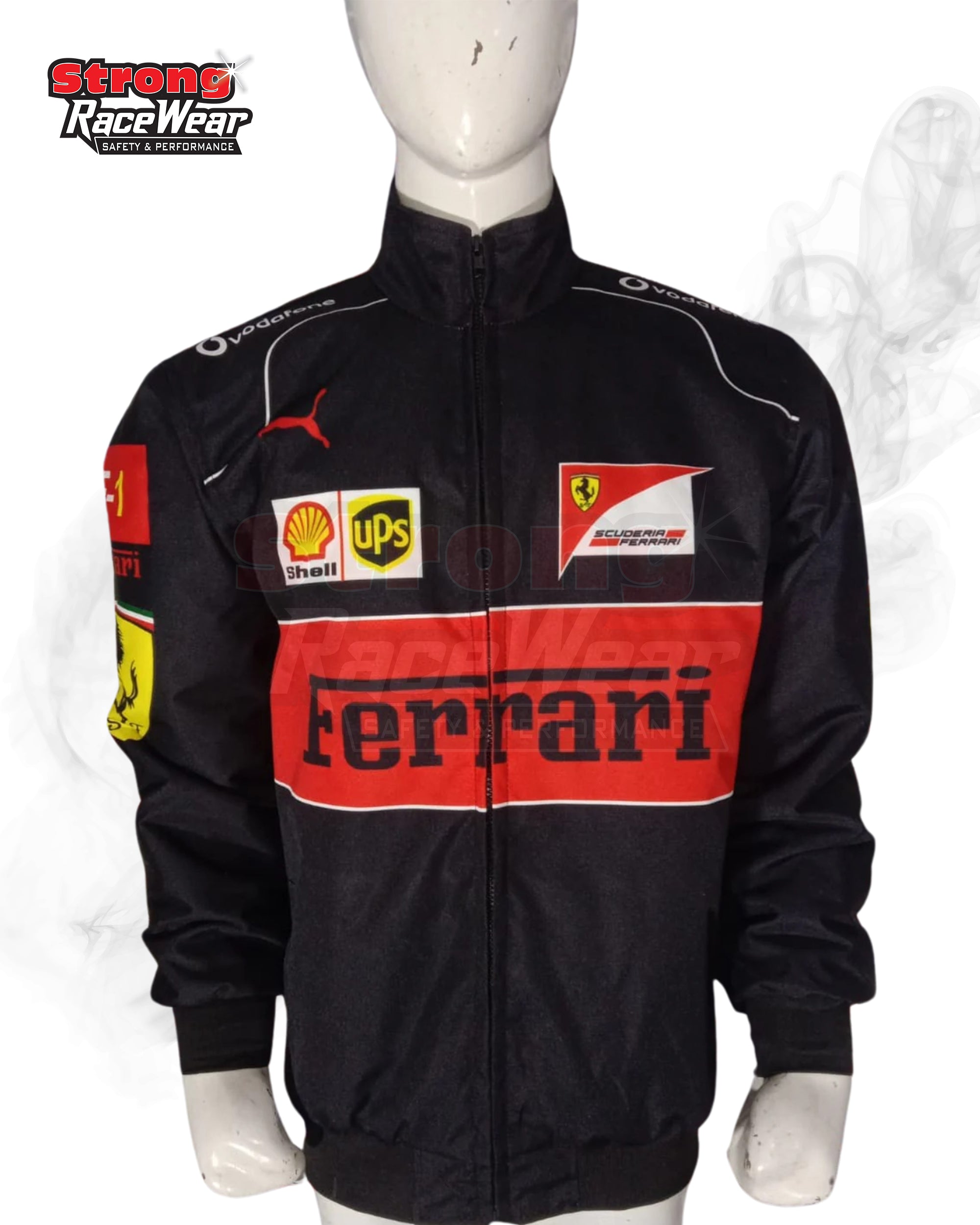 Black Ferrari Vantage Jacket Sublimation Printed Strong Racewear