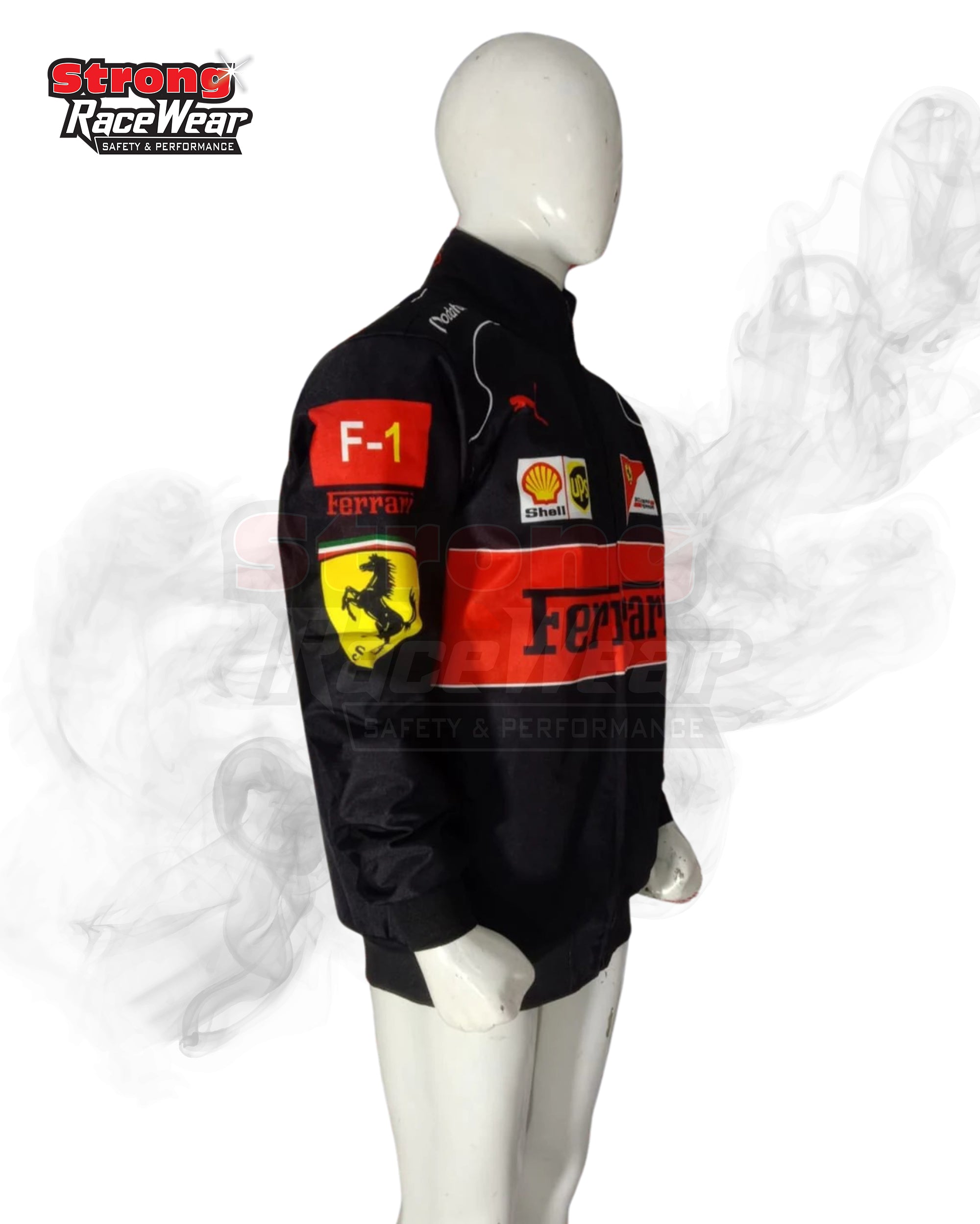 Black Ferrari Vantage Jacket Sublimation Printed Strong Racewear