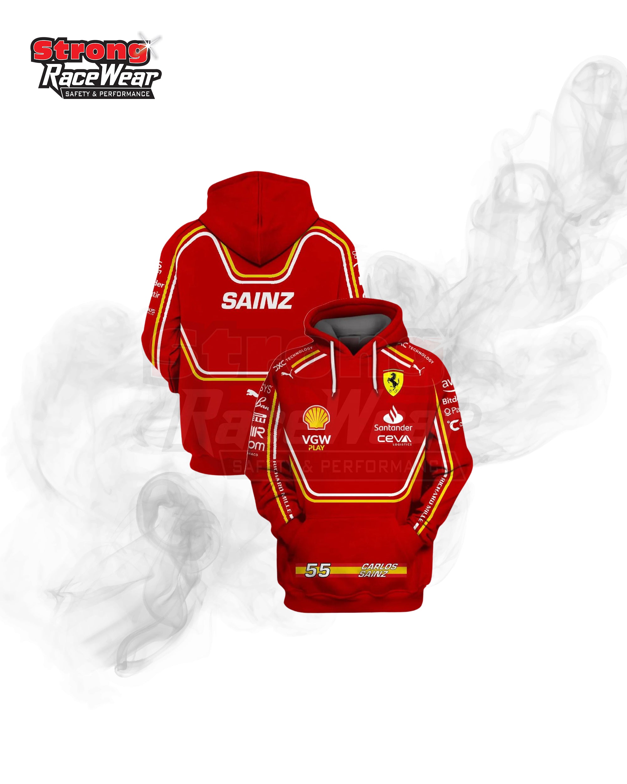 Carlos Sainz Scuderia Ferrari Race Hoodie 2024 Strong Racewear
