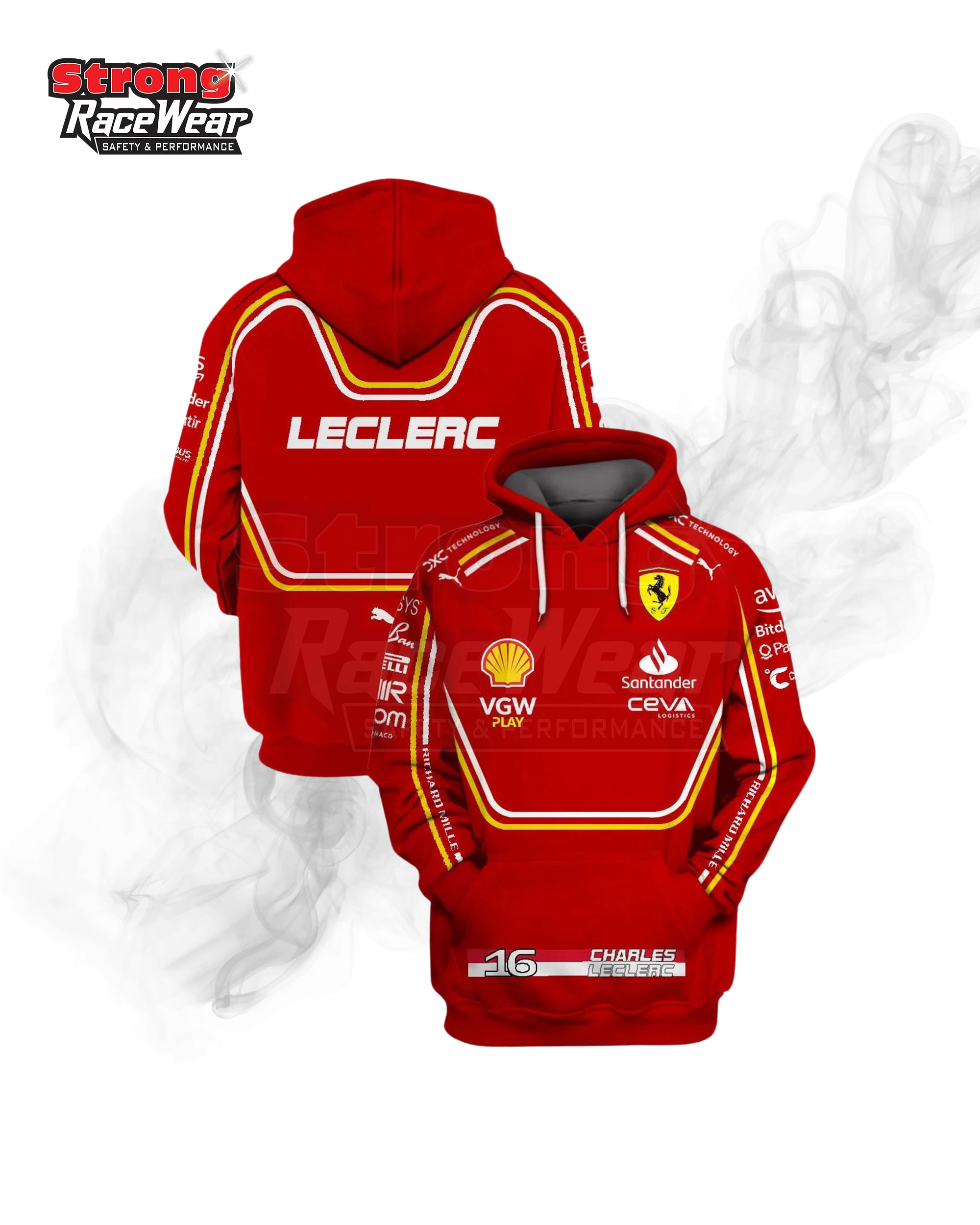 Charles Leclerc Scuderia Ferrari Race Hoodie 2024 Strong Racewear