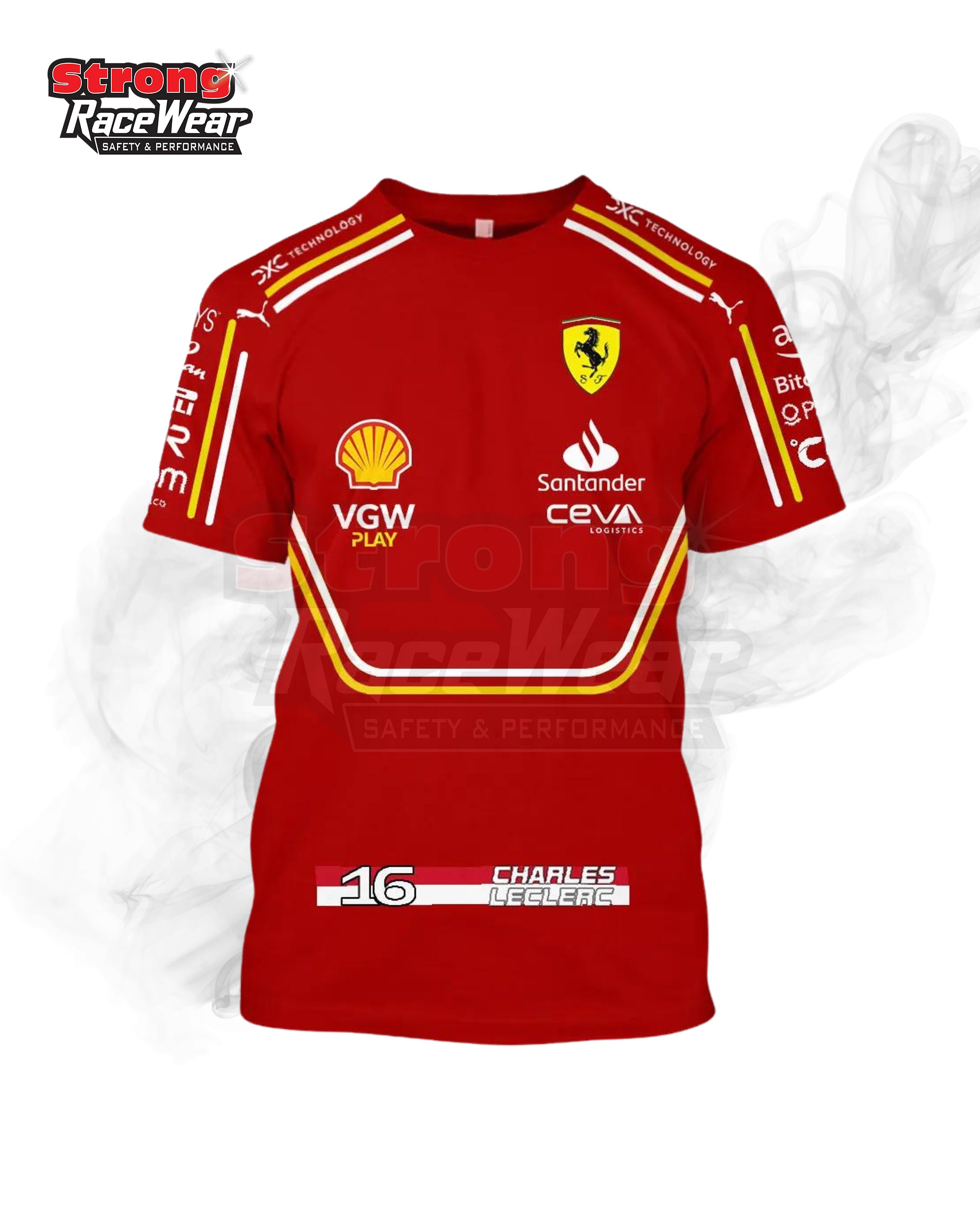 Charles Leclerc Scuderia Ferrari Race T-Shirt 2024 Strong Racewear
