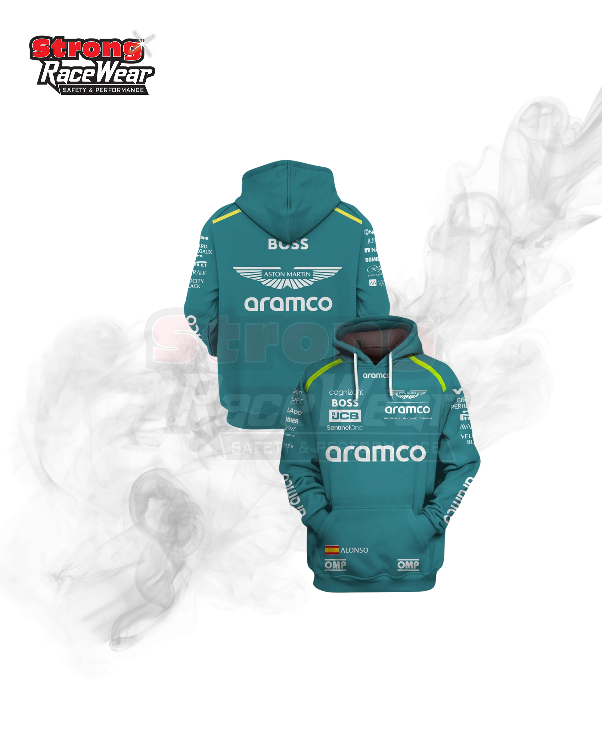 Fernando Alonso Aston Martin Aramco Formula One Team Race Hoodie 2024 Strong Racewear