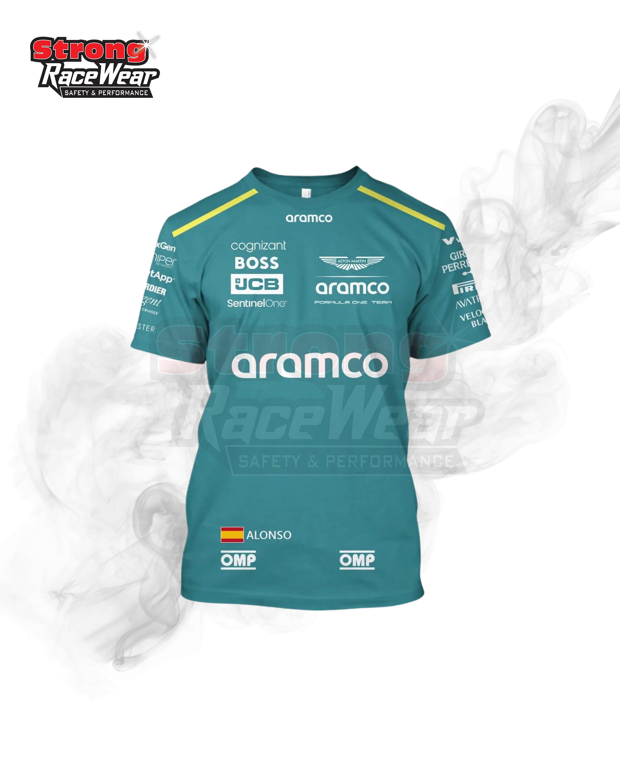 Fernando Alonso Aston Martin Aramco Formula One Team Race Suits T-Shirt Strong Racewear