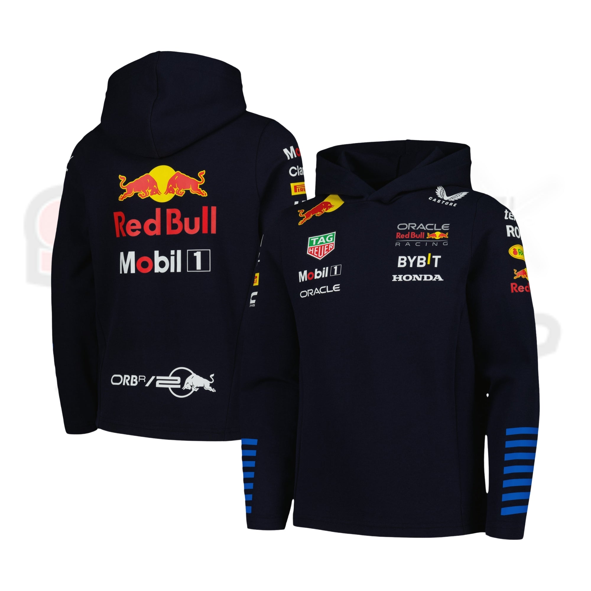 Men s Castore Navy Red Bull Racing 2024 Team Tri Blend Pullover Hoodie