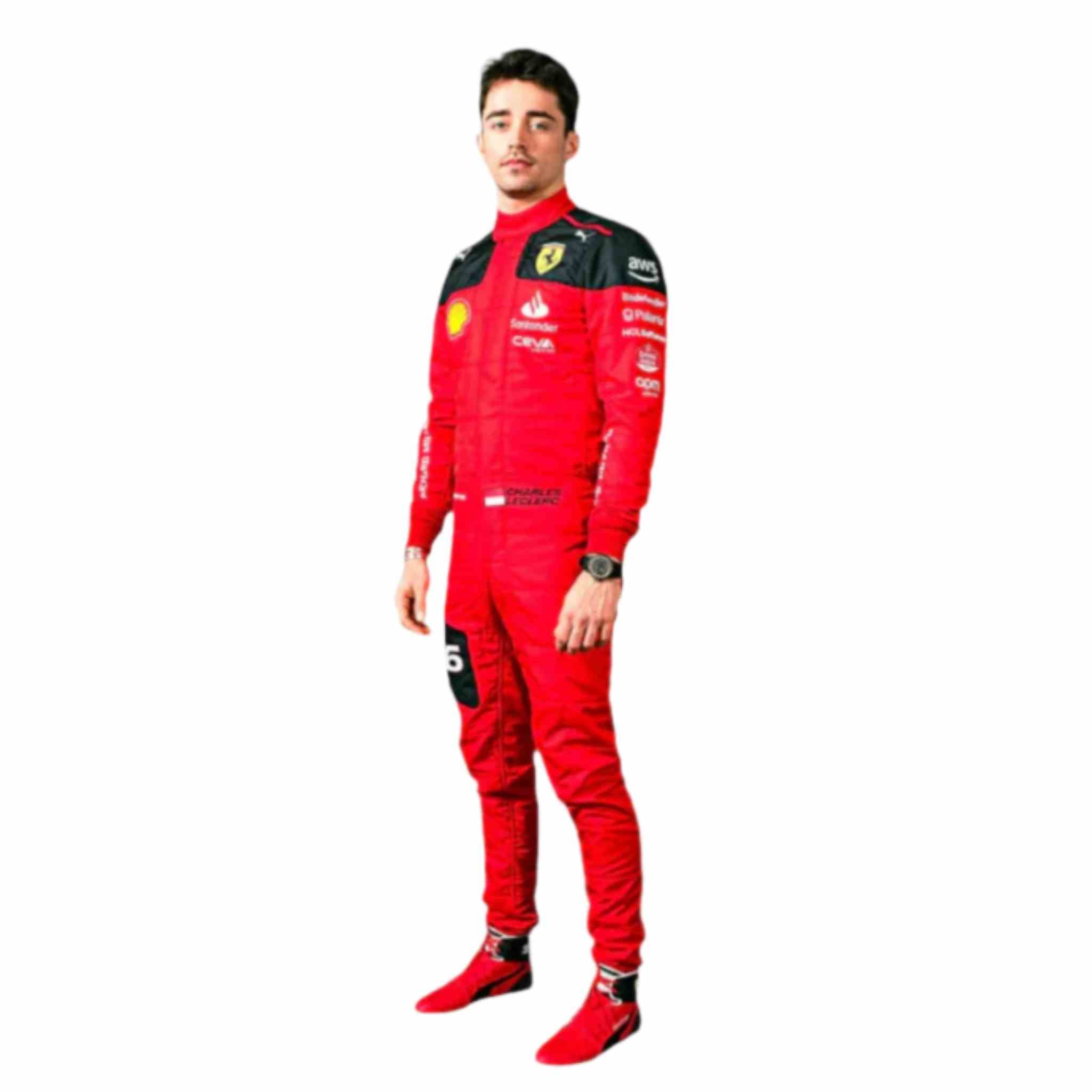 New 2023 Charles Leclerc Formula 1 Team Ferrari Replica Racing Suit