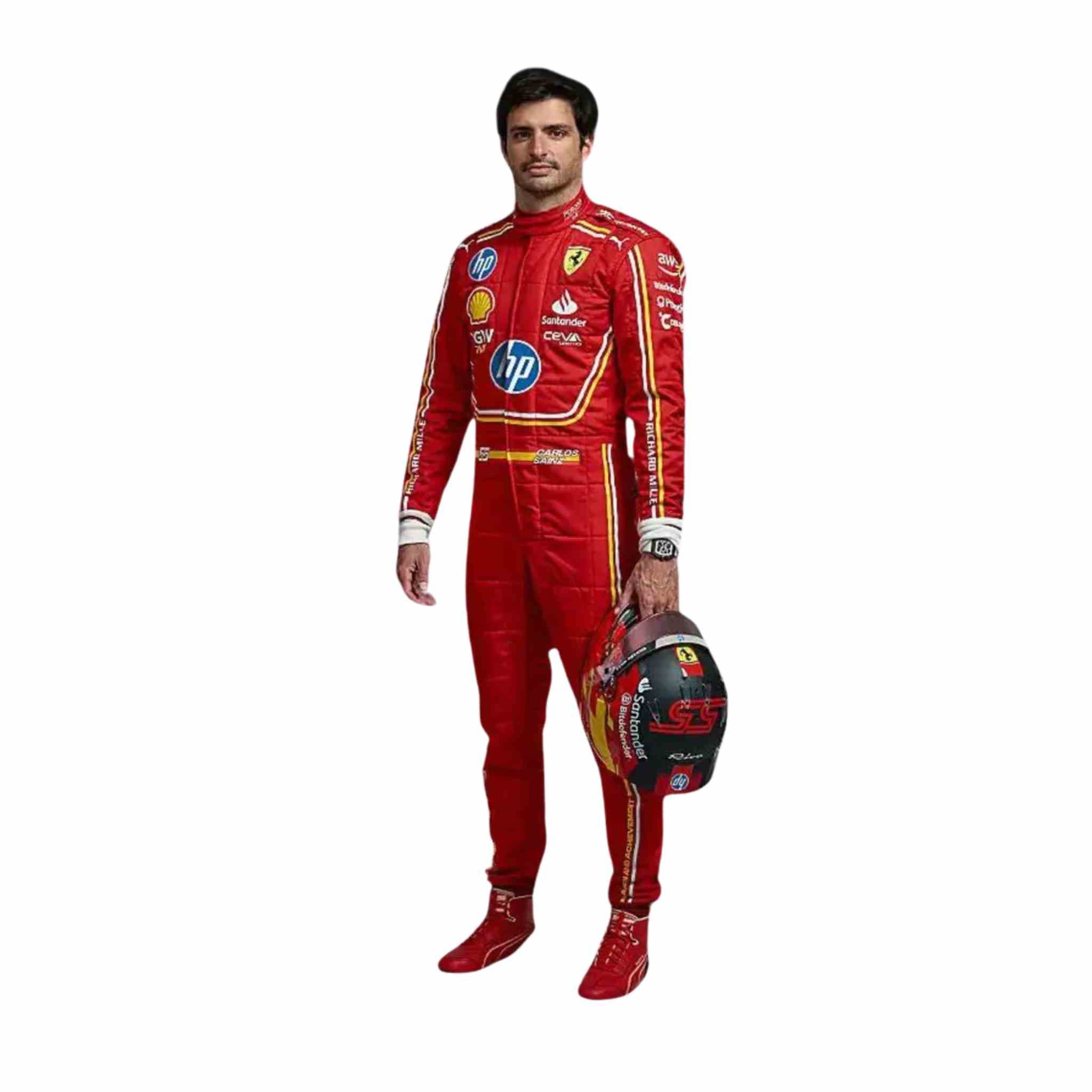 New 2024 Carlos Sainz jr Monaco GP Scuderia Ferrari HP F1 Team Replica Racing Suit
