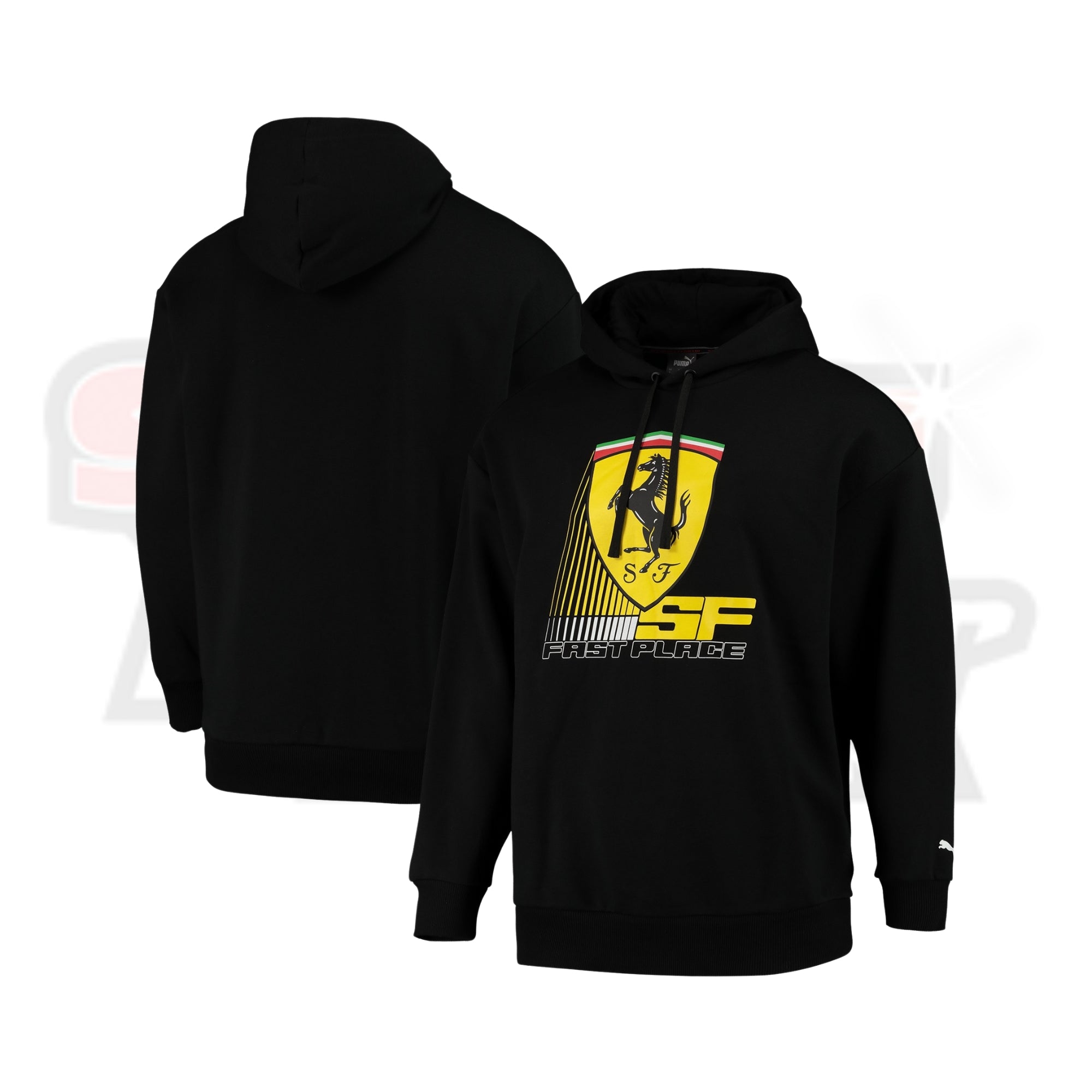 Scuderia Ferrari Race Big Shield Hoodie by Puma - Black Strong Racewear