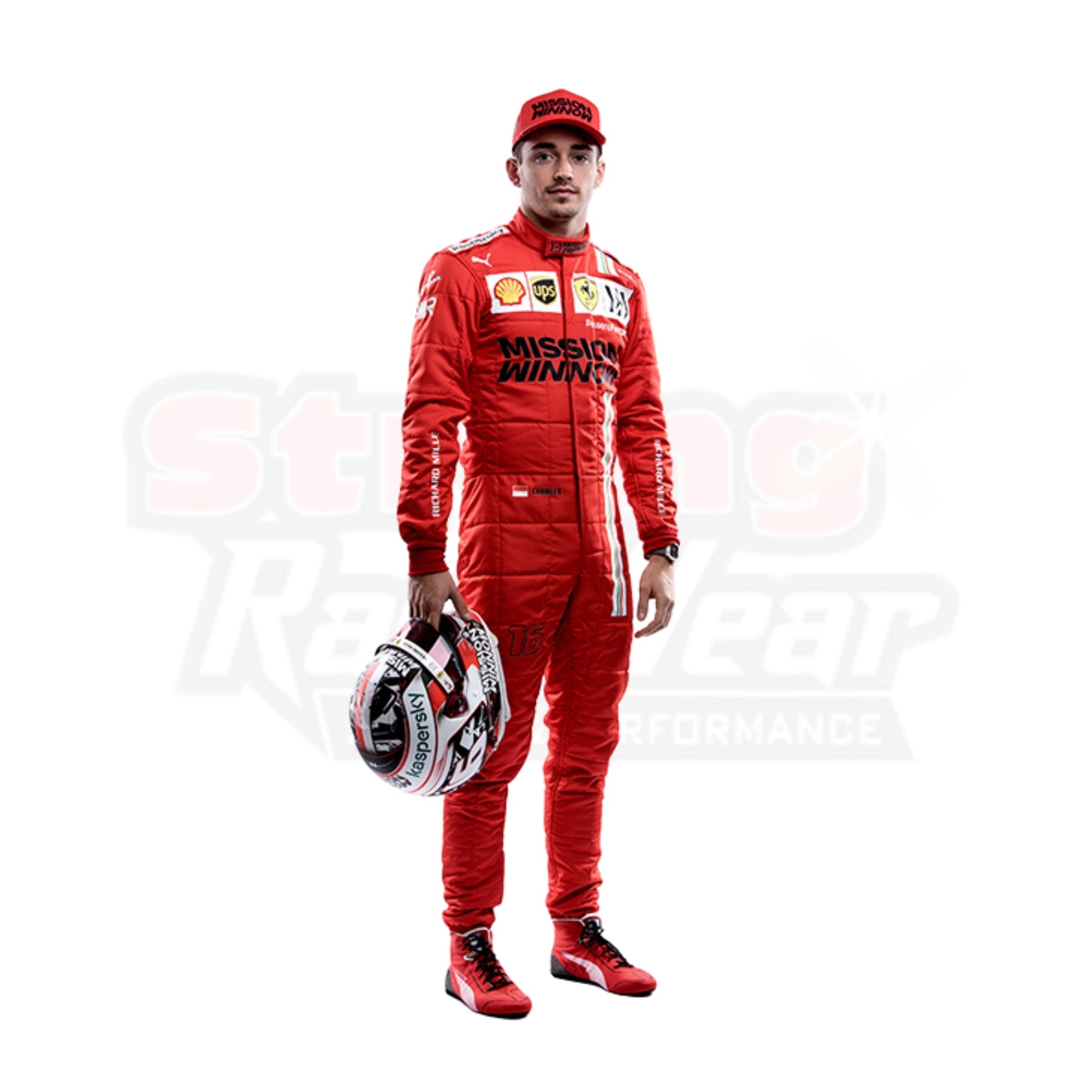 2021 Charles Leclerc Ferrari Replica Racing Suit Formula 1 Team Mission Winnow