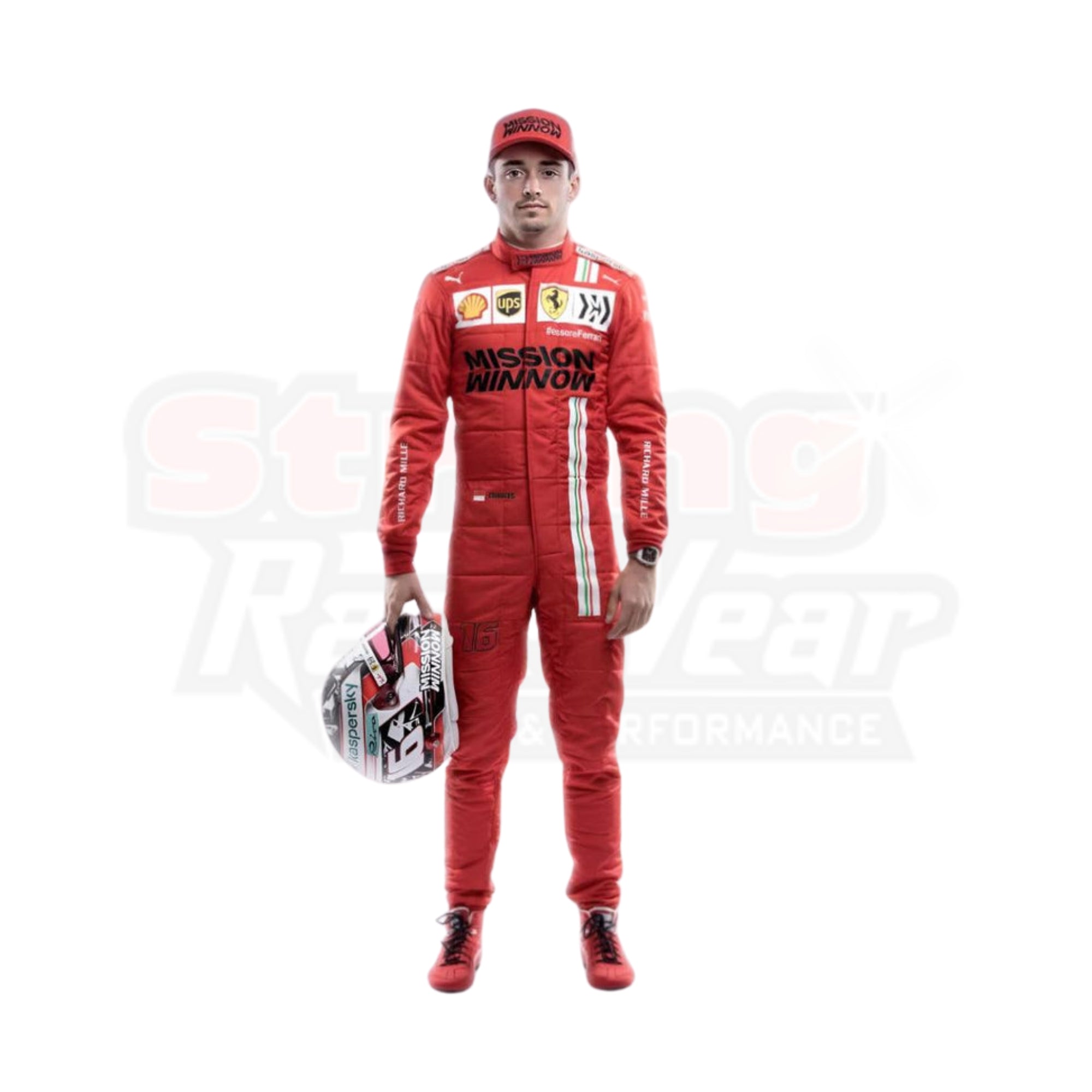 2021 Charles Leclerc Ferrari Replica Racing Suit Formula 1 Team Mission Winnow