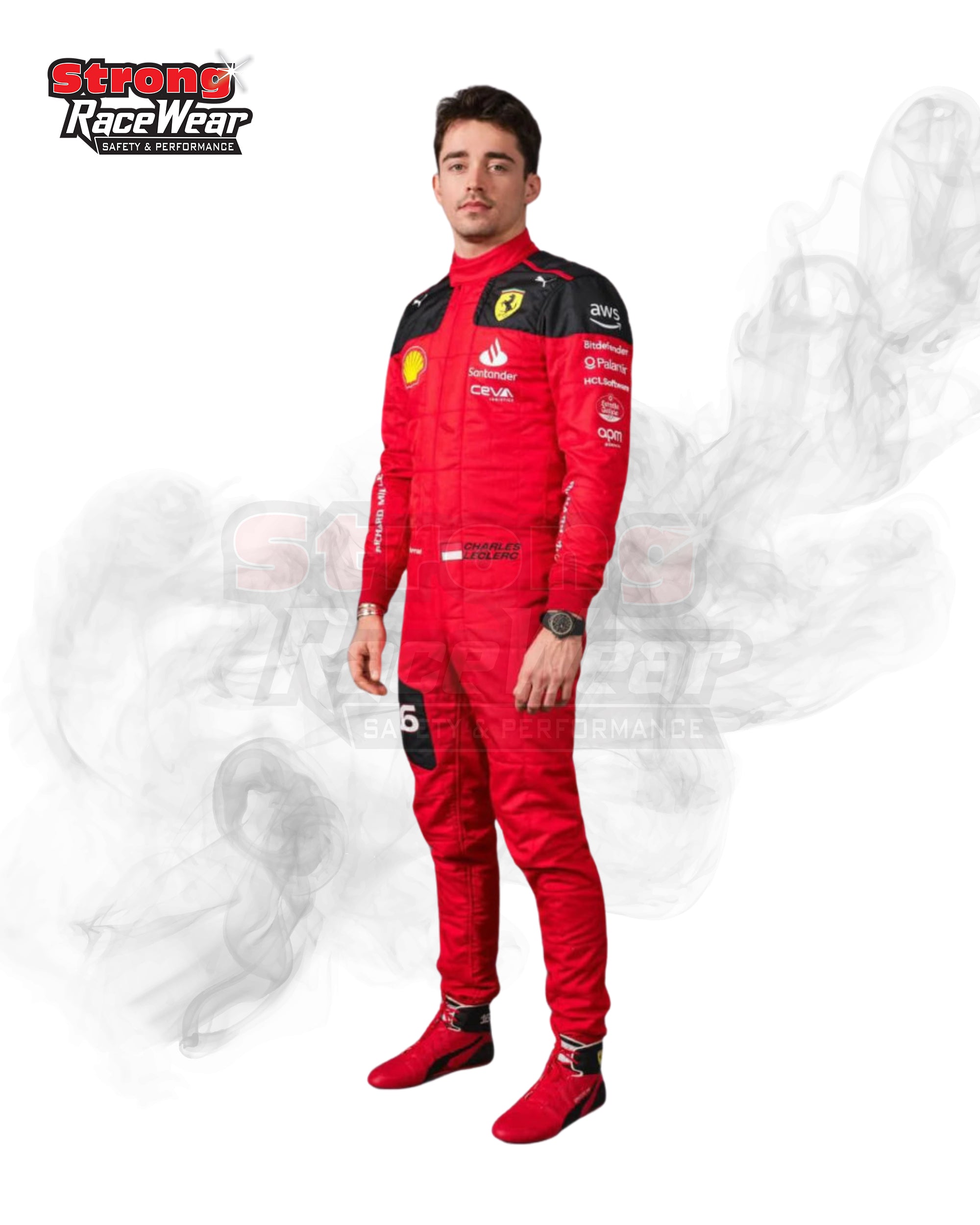 2023 Charles Leclerc Ferrari F1 Embroidery Racing Suit