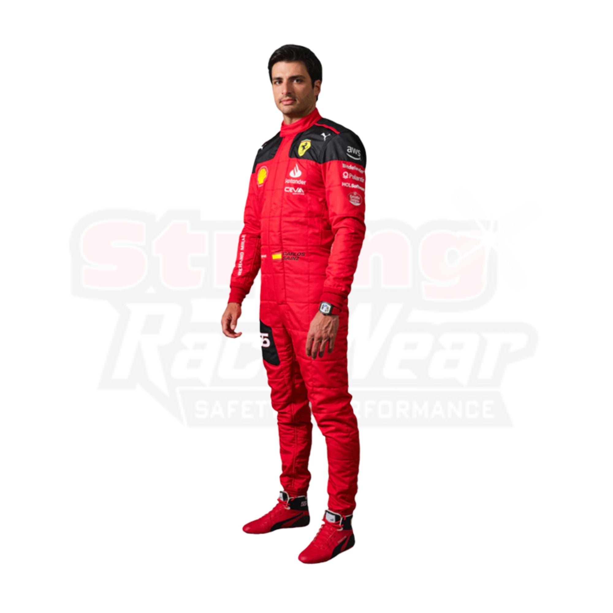 2023 New Carlos Sainz Jr Race Scuderia Ferrari F1 Replica Racing Suit