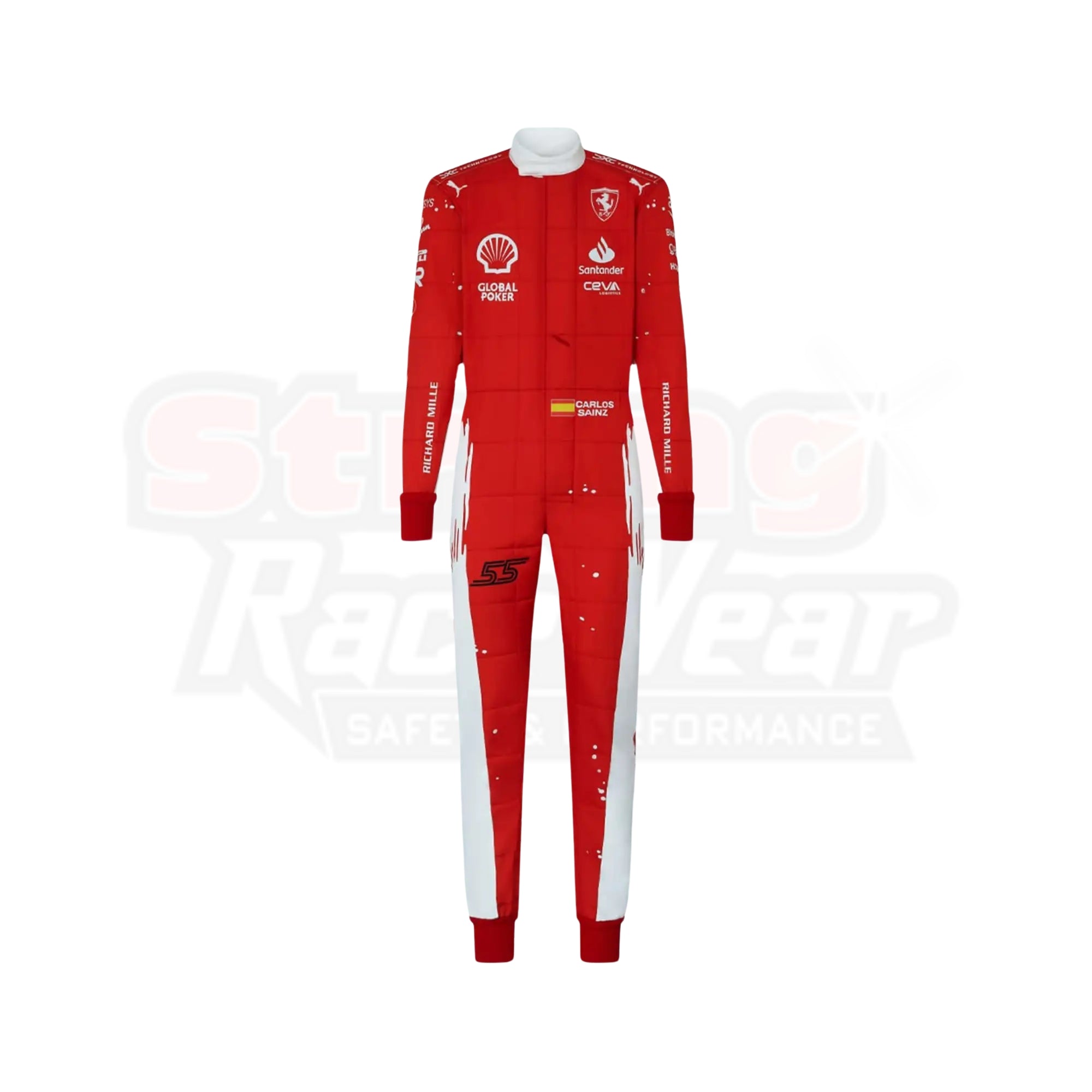 2023 New Las Vegas Carlos Sainz Jr Formula 1 Scuderia Ferrari Replica Race Suit