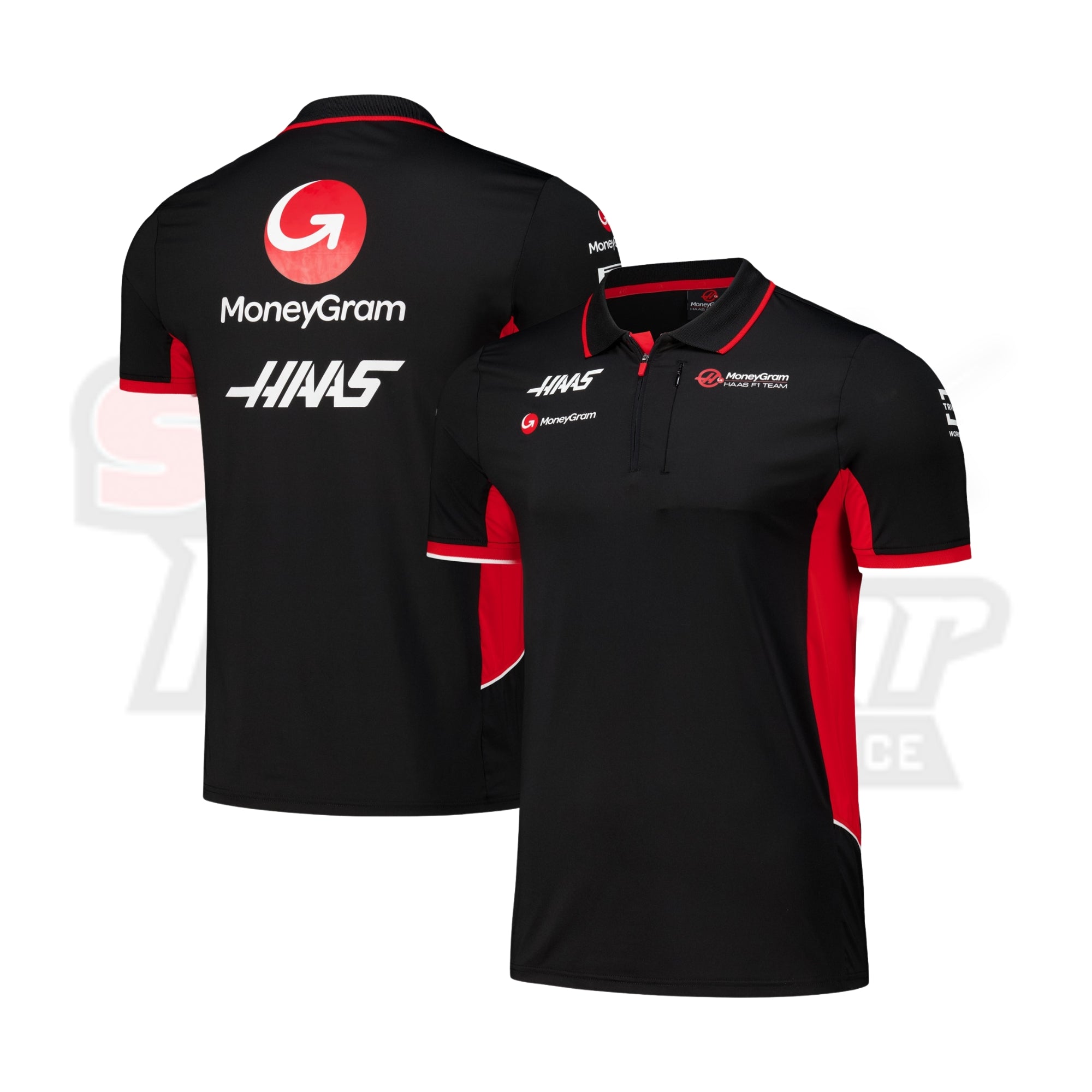 Men_s Black Haas F1 Team Fitted Quarter-Zip Polo