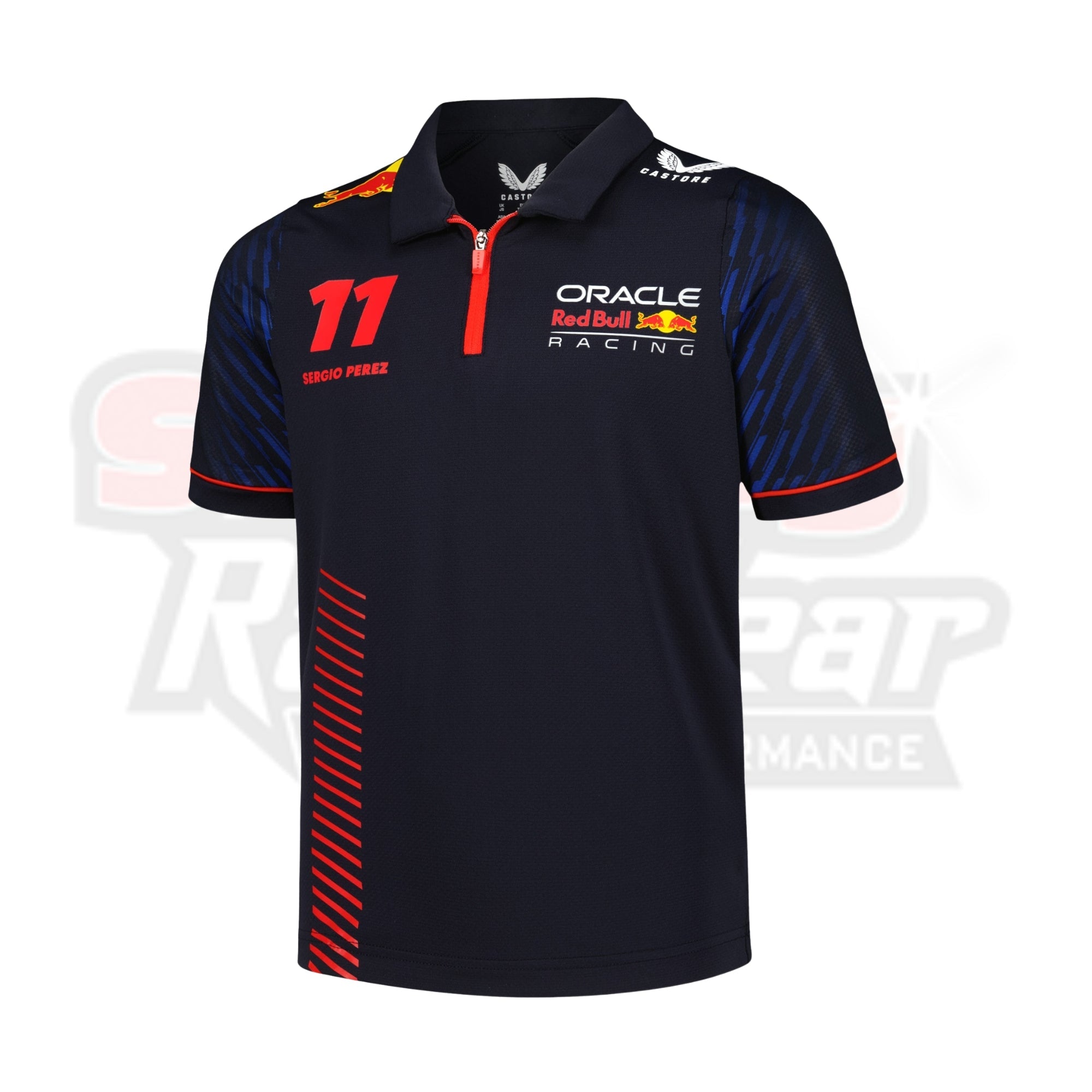 Men_s Castore Sergio Perez Navy Red Bull Racing 2023 Driver Edition Quarter-Zip Polo