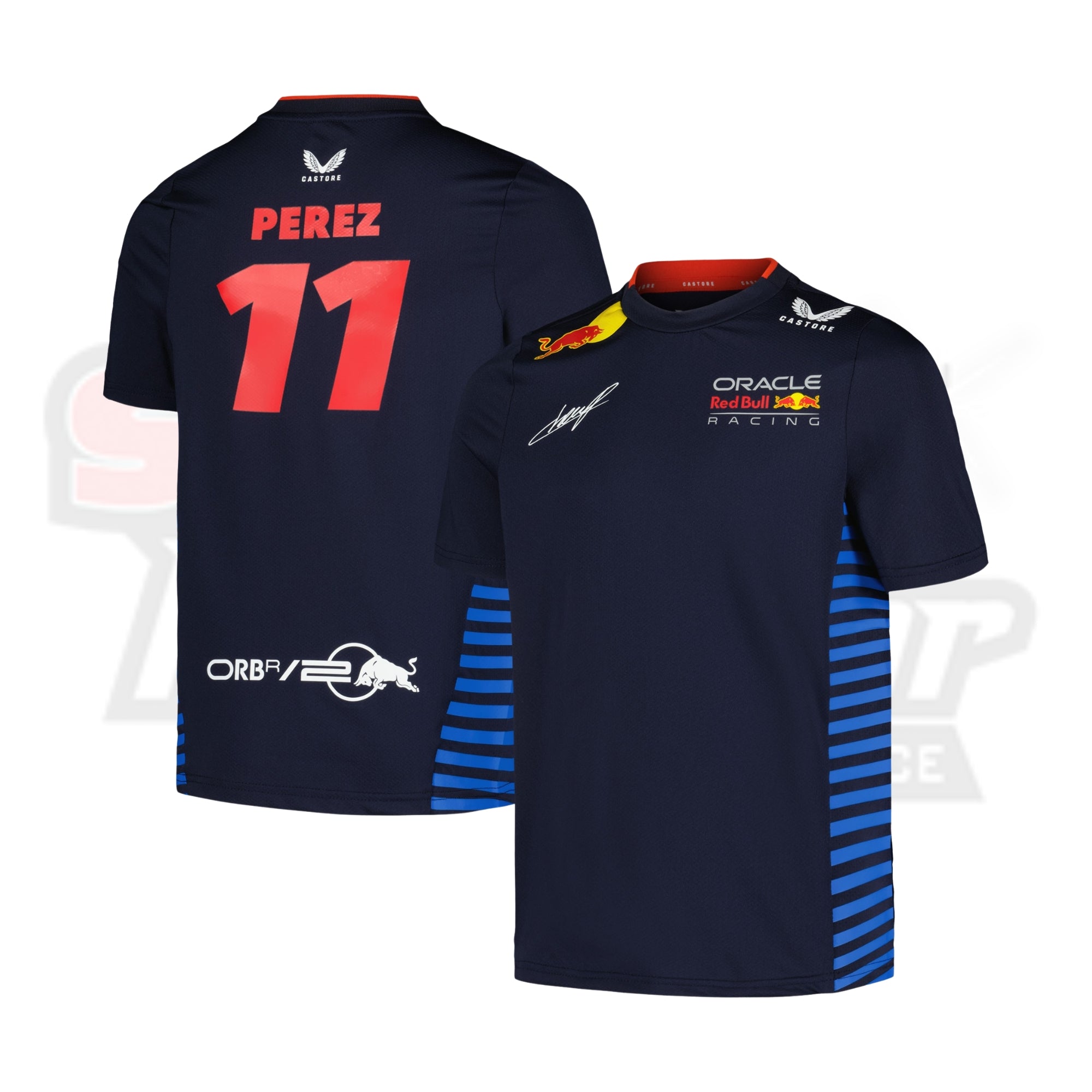 Mens Castore Sergio Perez Navy Red Bull Racing 2024 Driver T-Shirt