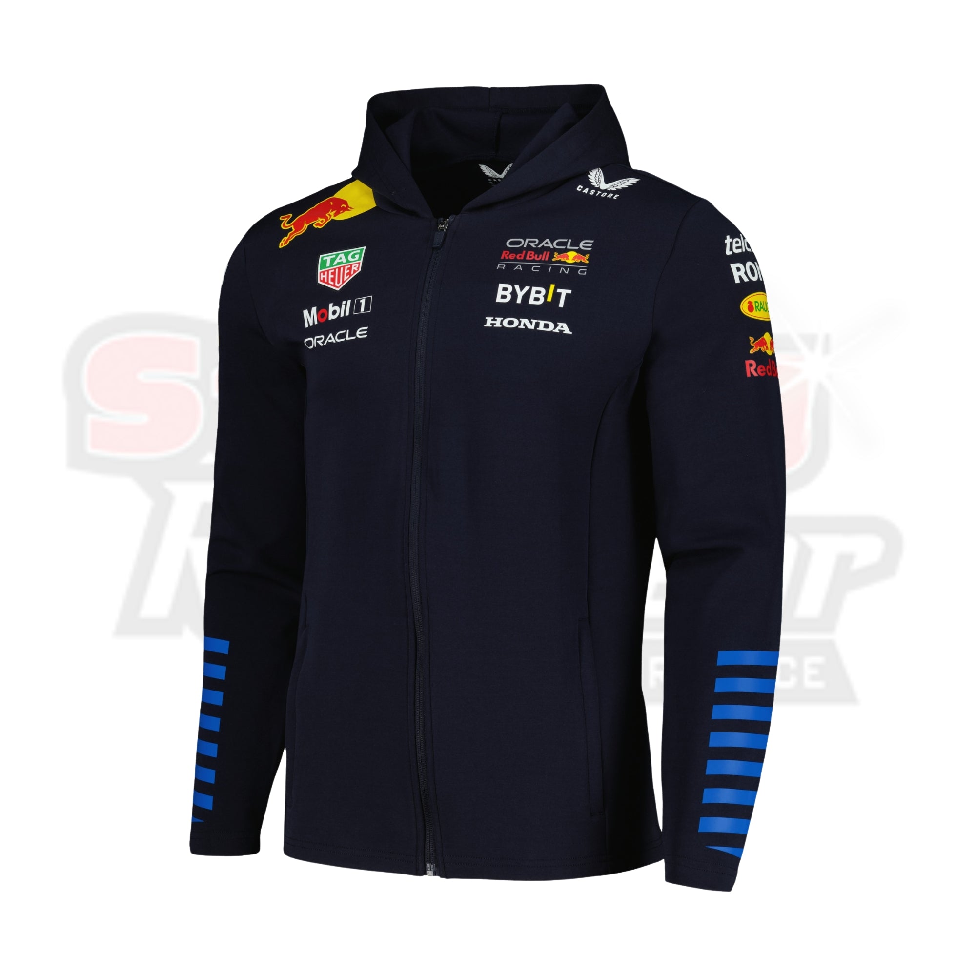 Men's Castore Navy Red Bull Racing 2024 Team Full-Zip Tri-Blend Hoodie