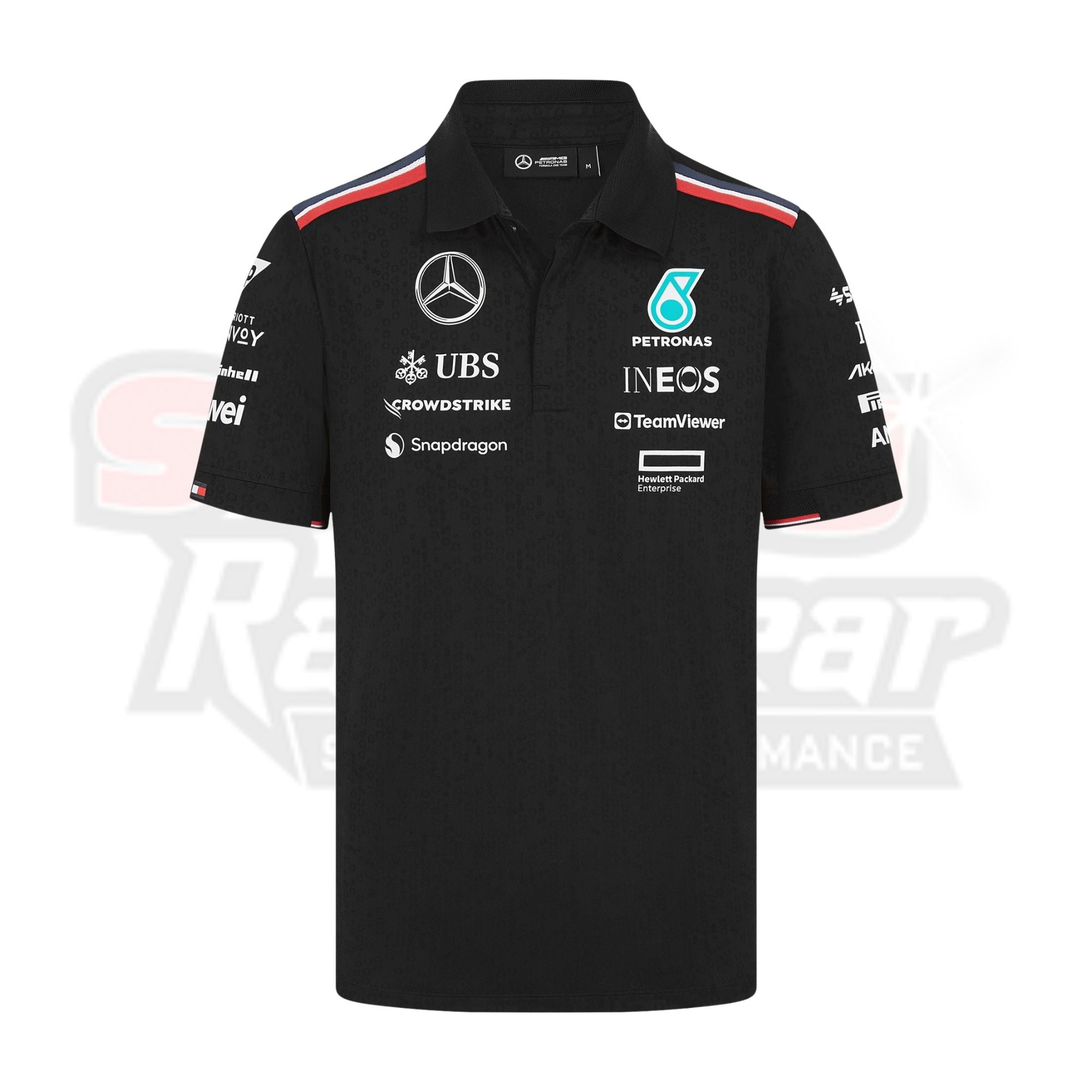 Mens Black Mercedes-AMG Petronas F1 Team 2024 Team Replica Polo