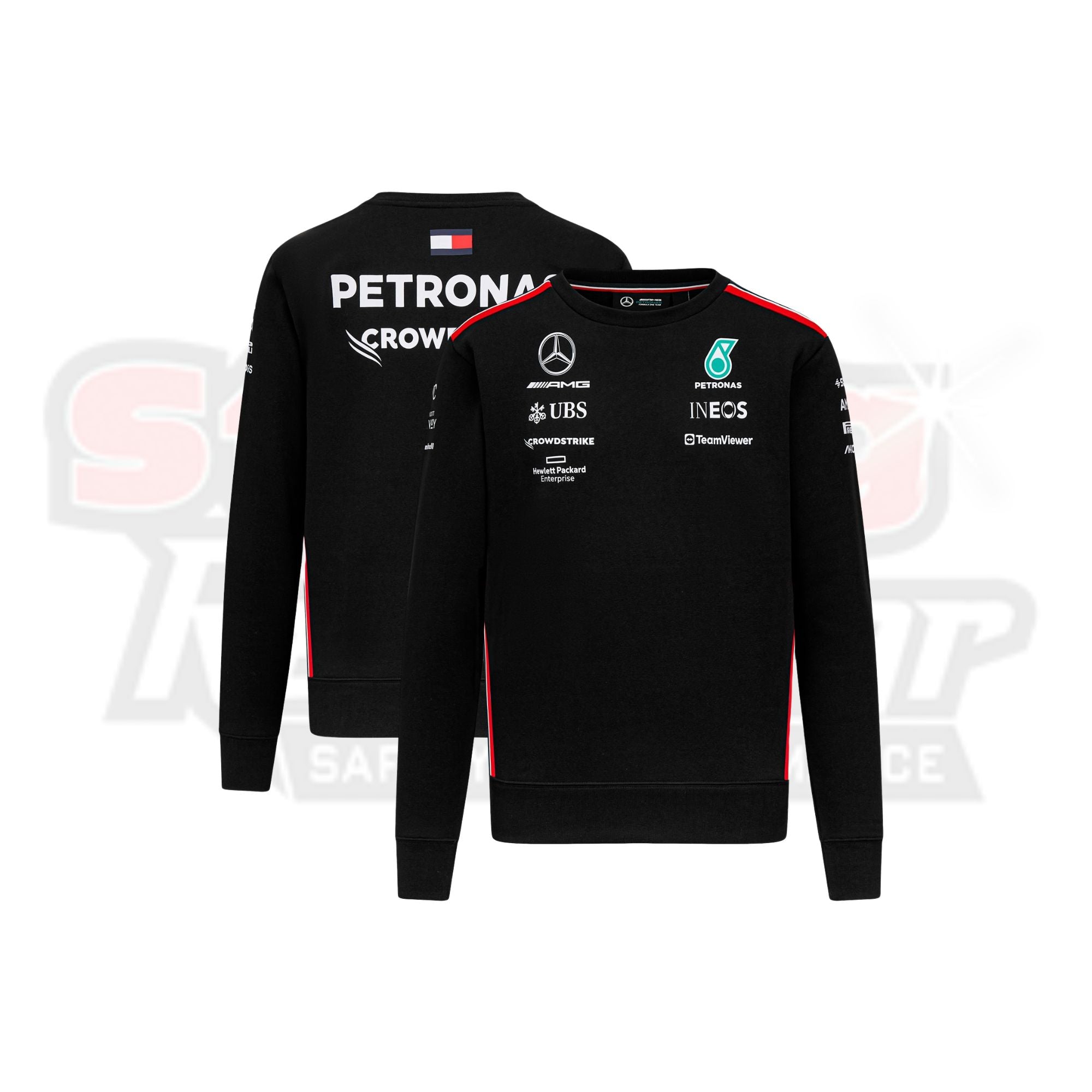 New 2023 F1 Mercedes AMG Petronas Team Long Sleeved Drive T-Shirt - Black