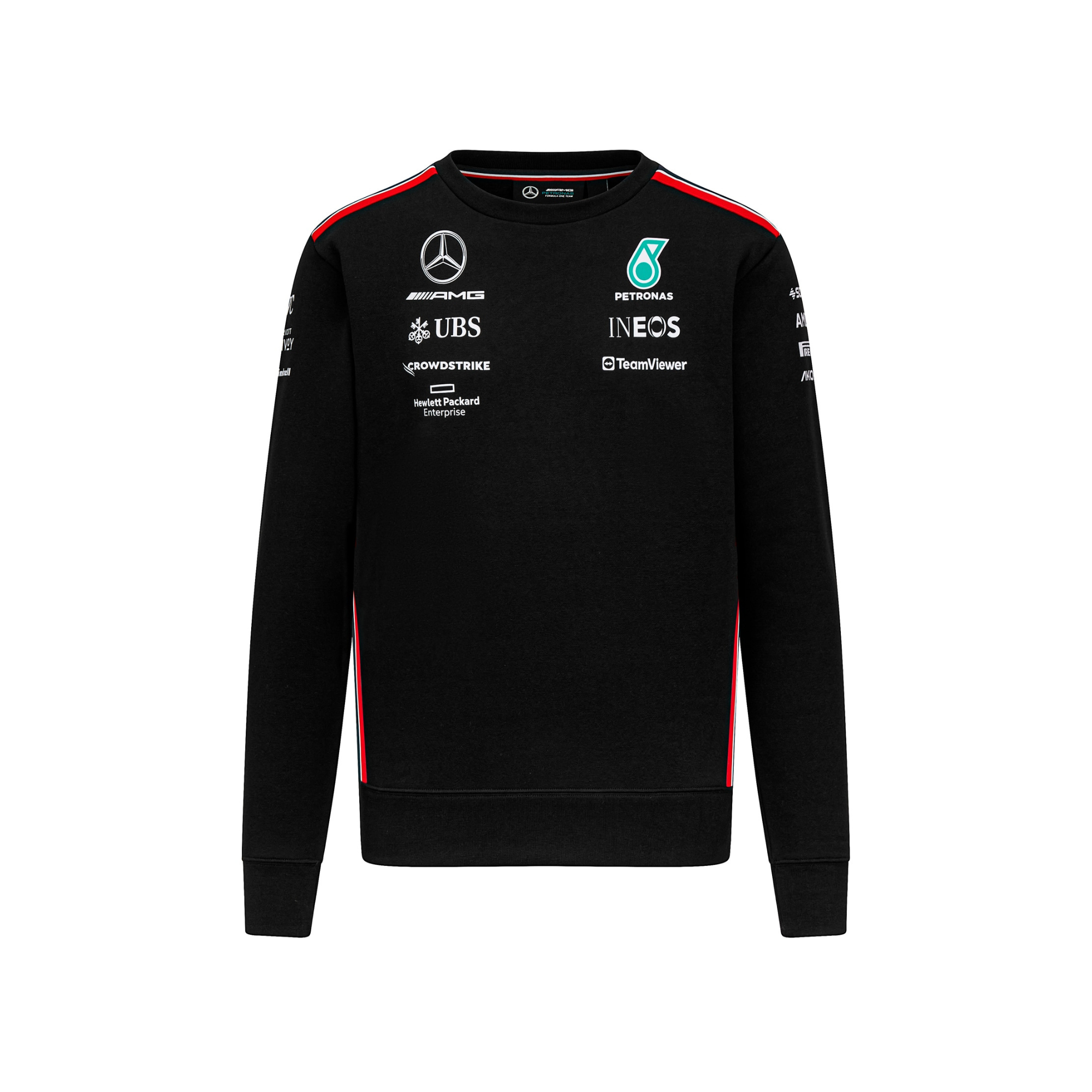 New 2023 F1 Mercedes AMG Petronas Team Long Sleeved Drive T-Shirt - Black