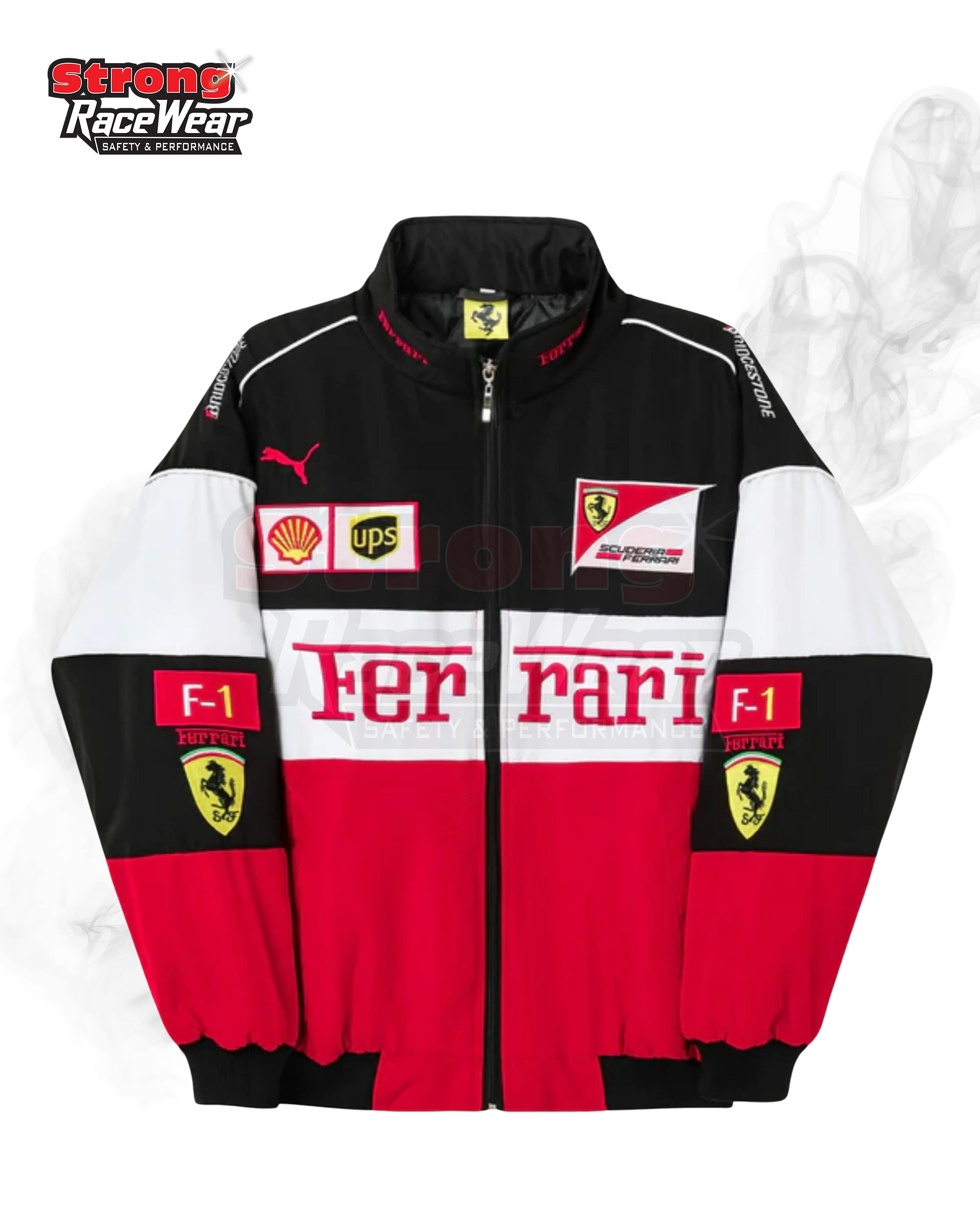 White Ferrari Racing F1 Vantage Jacket Sublimation Printed