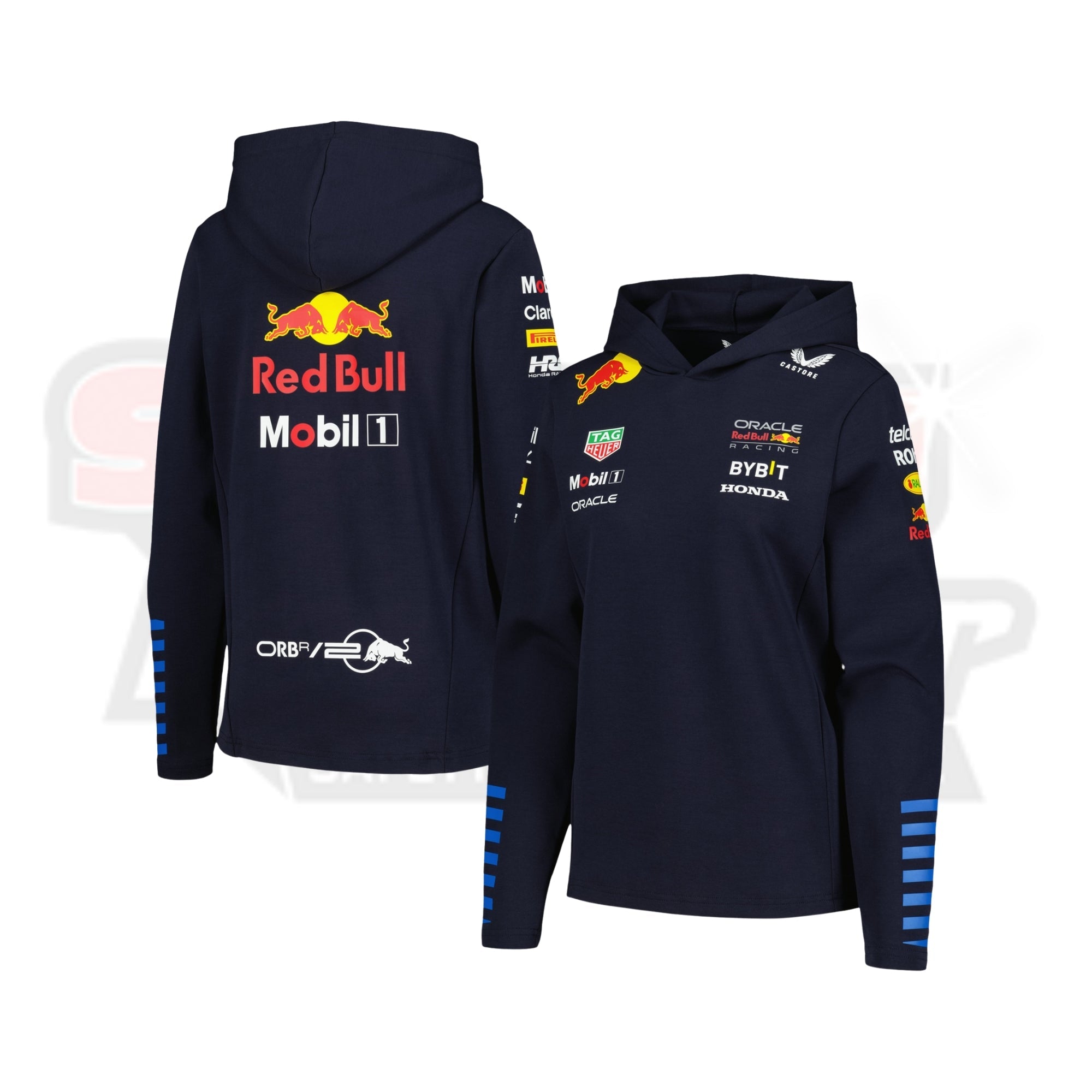 Women's Castore Navy Red Bull Racing 2024 Team Tri-Blend Pullover Hoodie